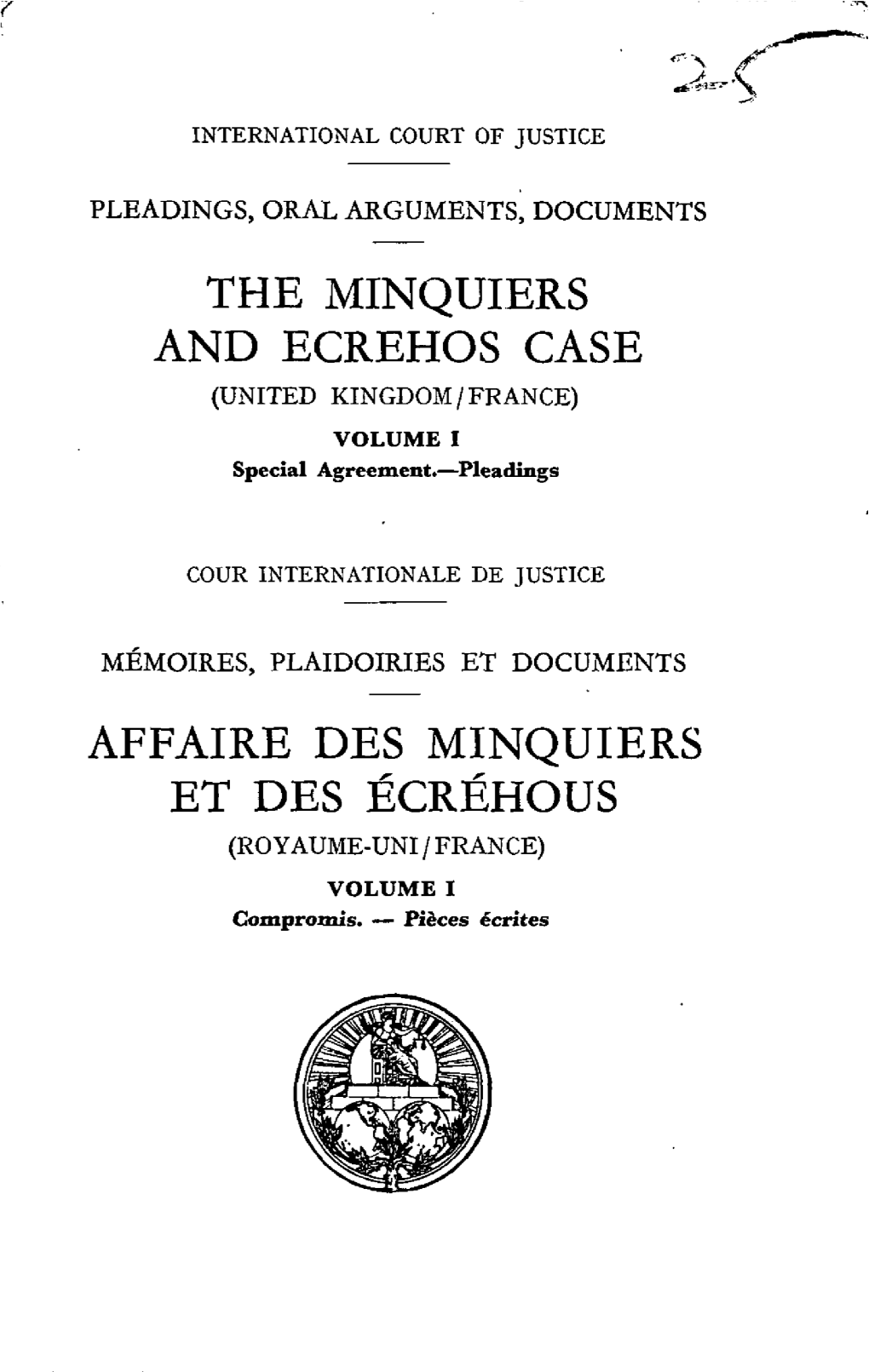 The Minquiers and Ecrehos Case Affaire Des Minquiers