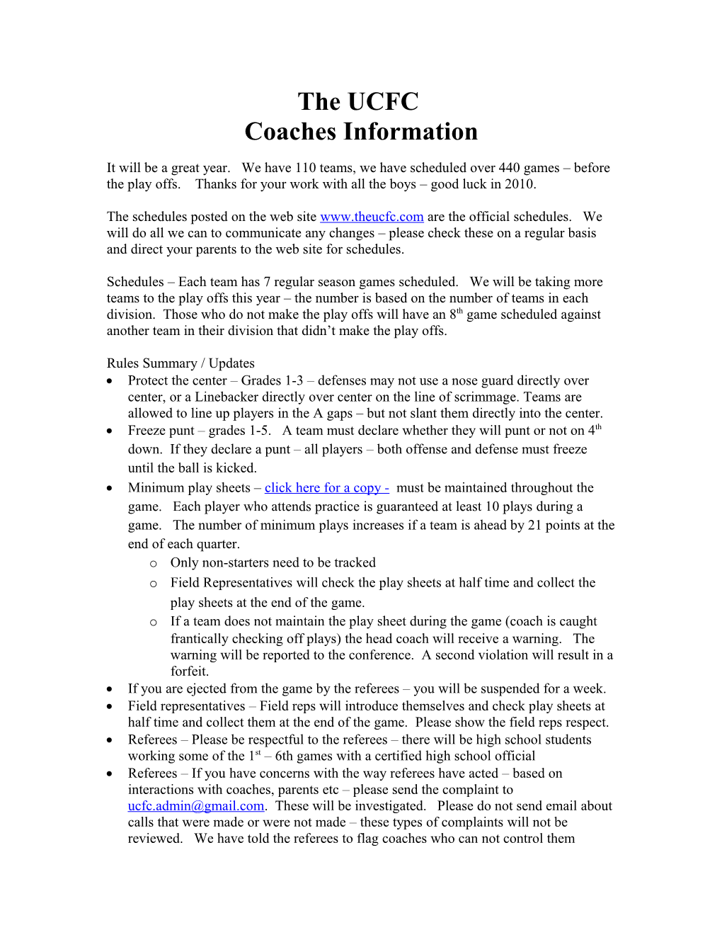 Coaches Information