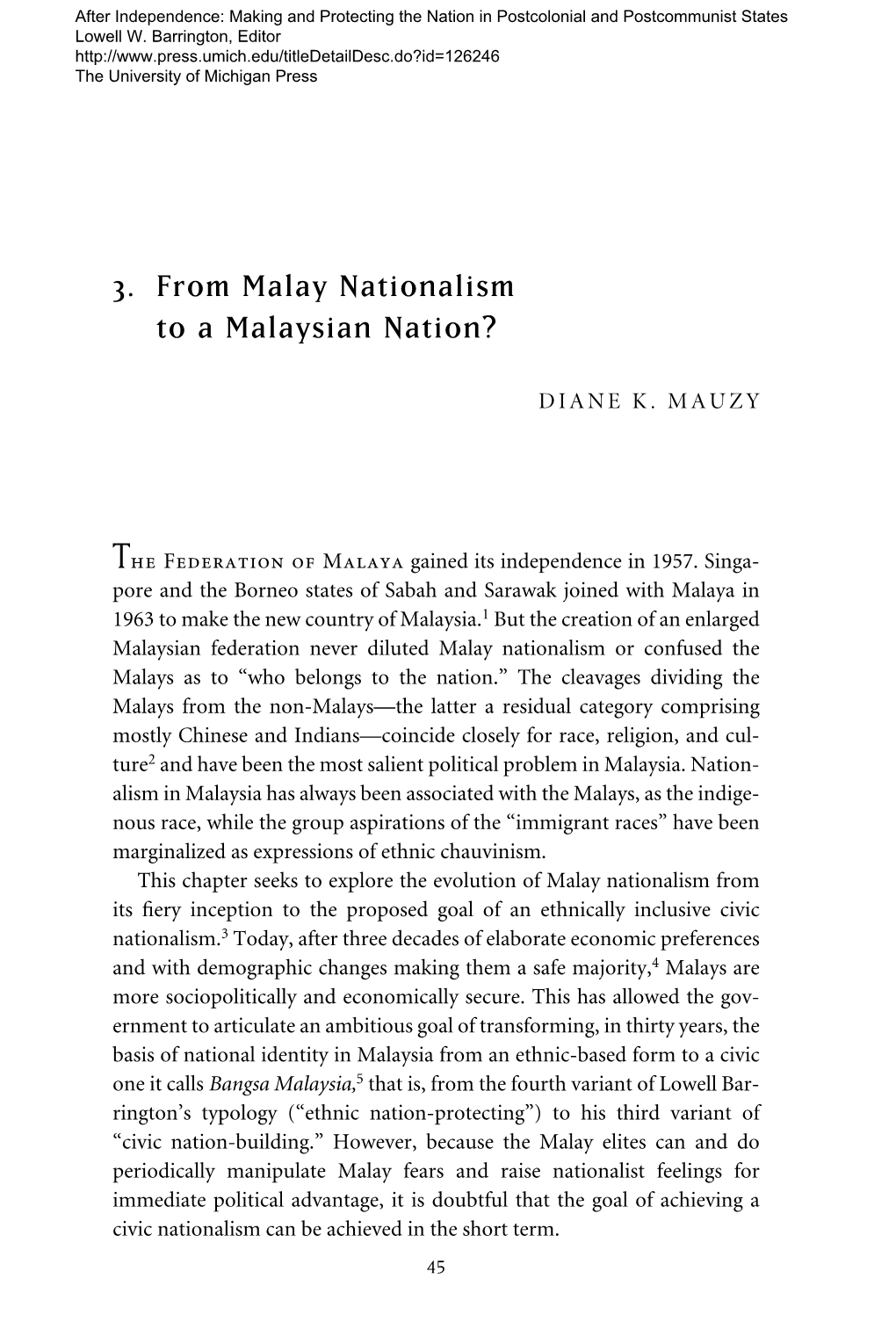 3. from Malay Nationalism to a Malaysian Nation?