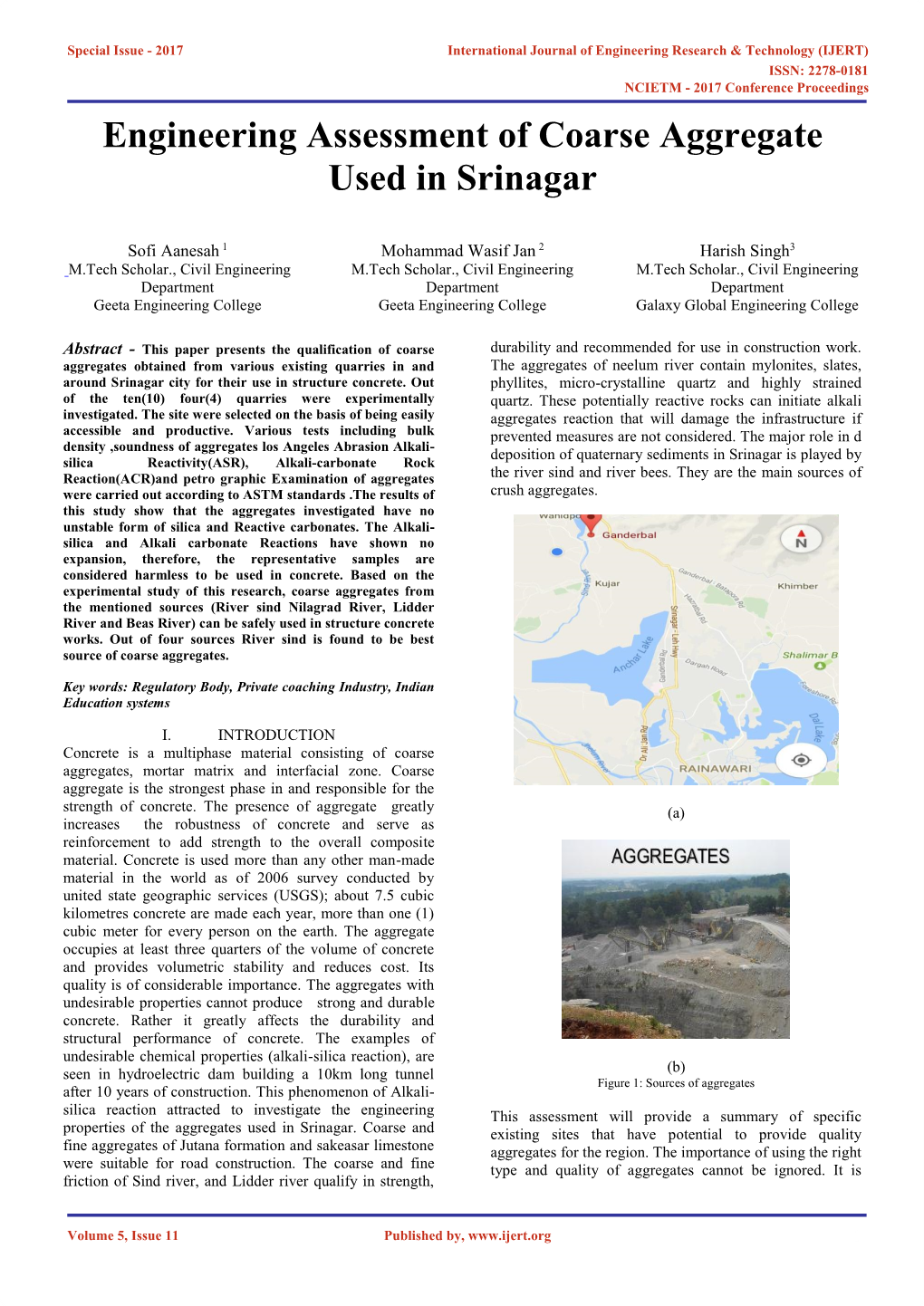 Engineering Assessment of Coarse Aggregate Used in Srinagar