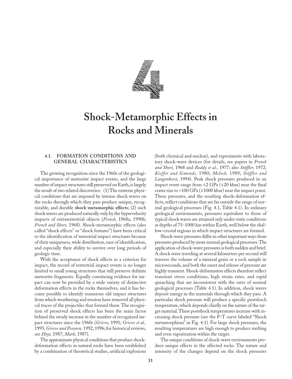 Shock-Metamorphic Effects in Rocks and Minerals 31