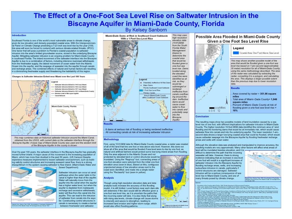 The Effect of a One-Foot Sea Level Rise on Saltwater Intrusion in The