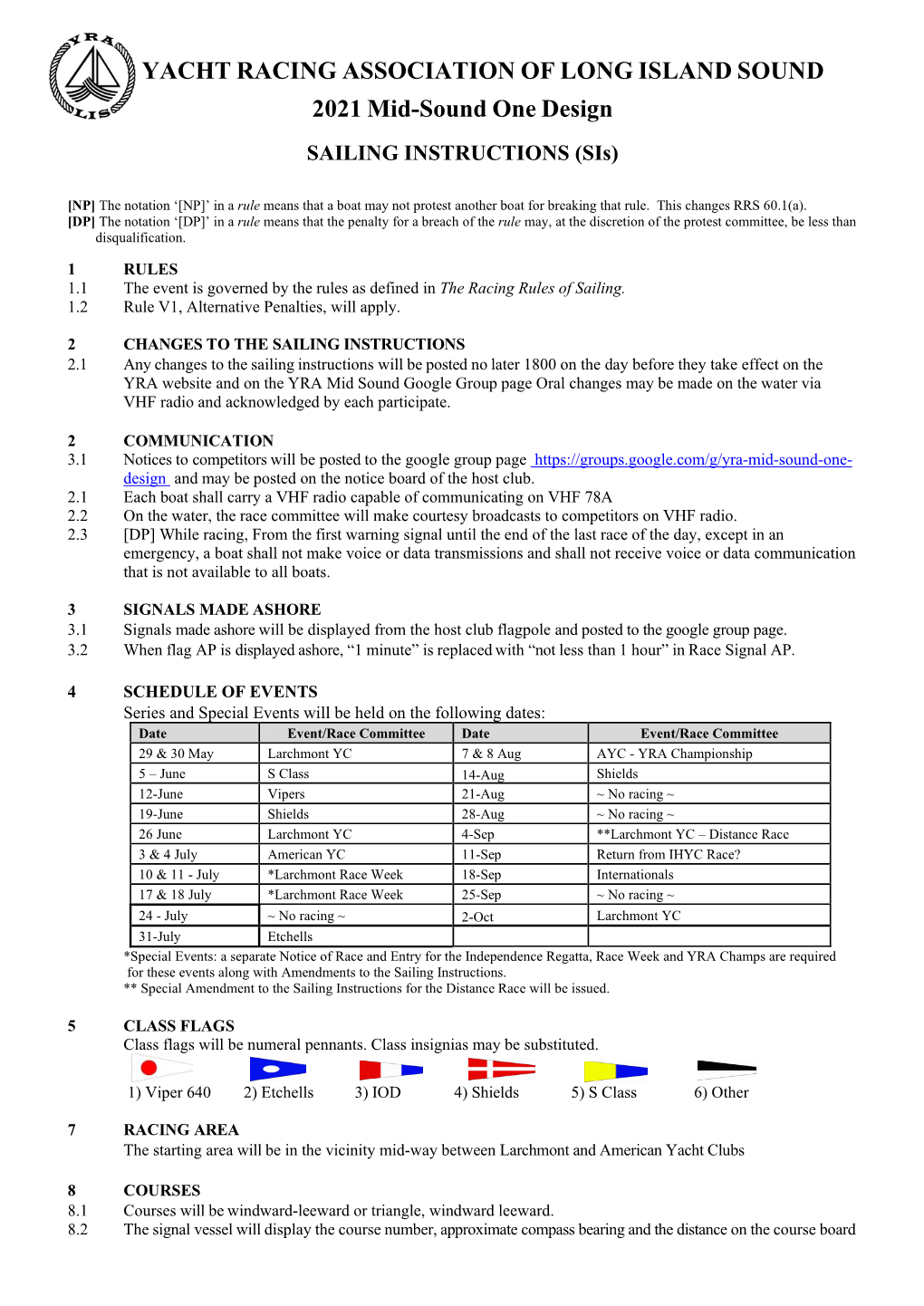 SAILING INSTRUCTIONS (Sis)