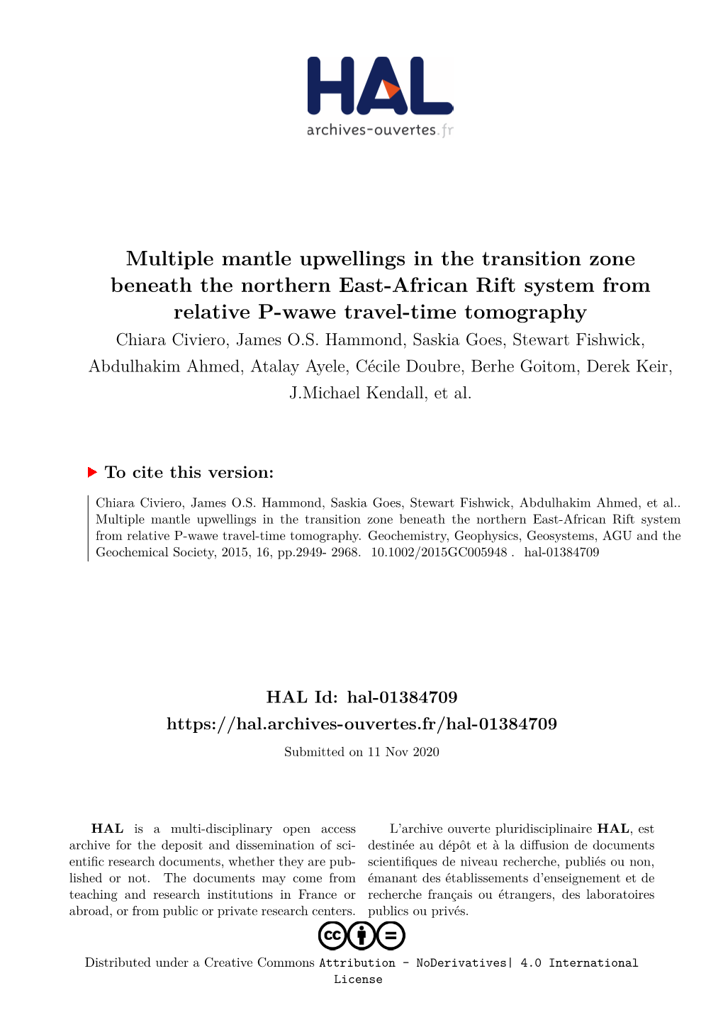 Geochemistry, Geophysics, Geosystems, AGU and the Geochemical Society, 2015, 16, Pp.2949- 2968