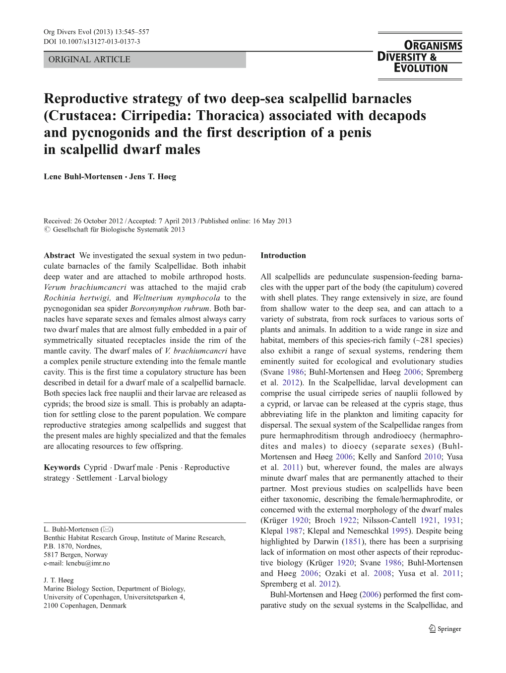 Reproductive Strategy of Two Deep-Sea Scalpellid Barnacles