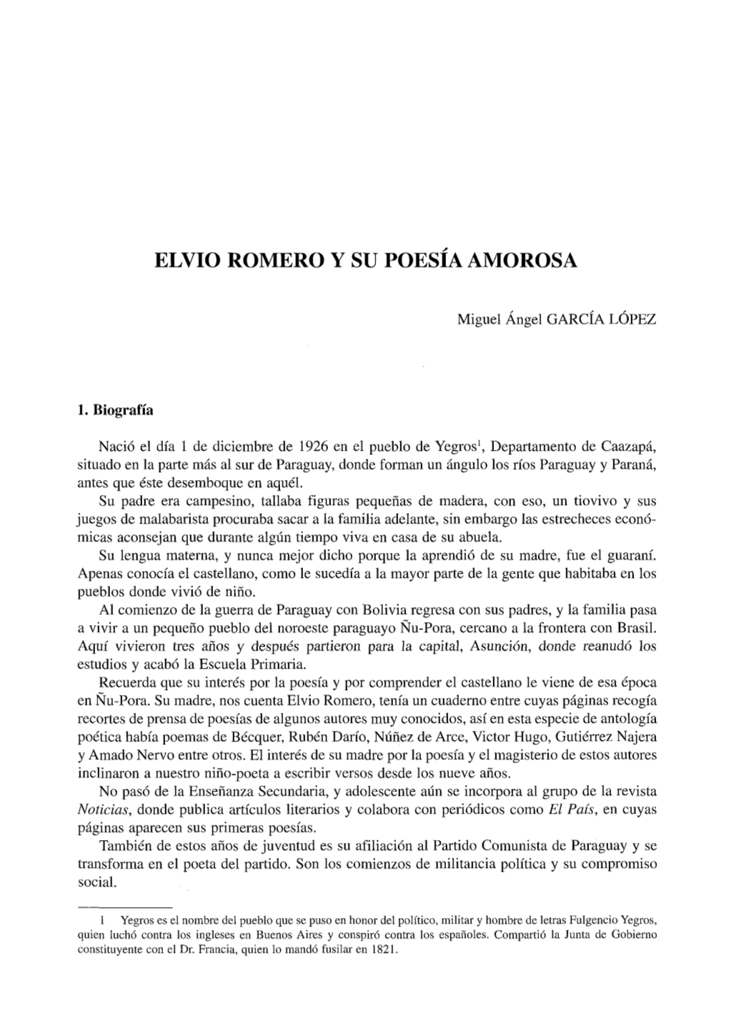 Pdf Elvio Romero Y Su Poesía Amorosa / Miguel Ángel García