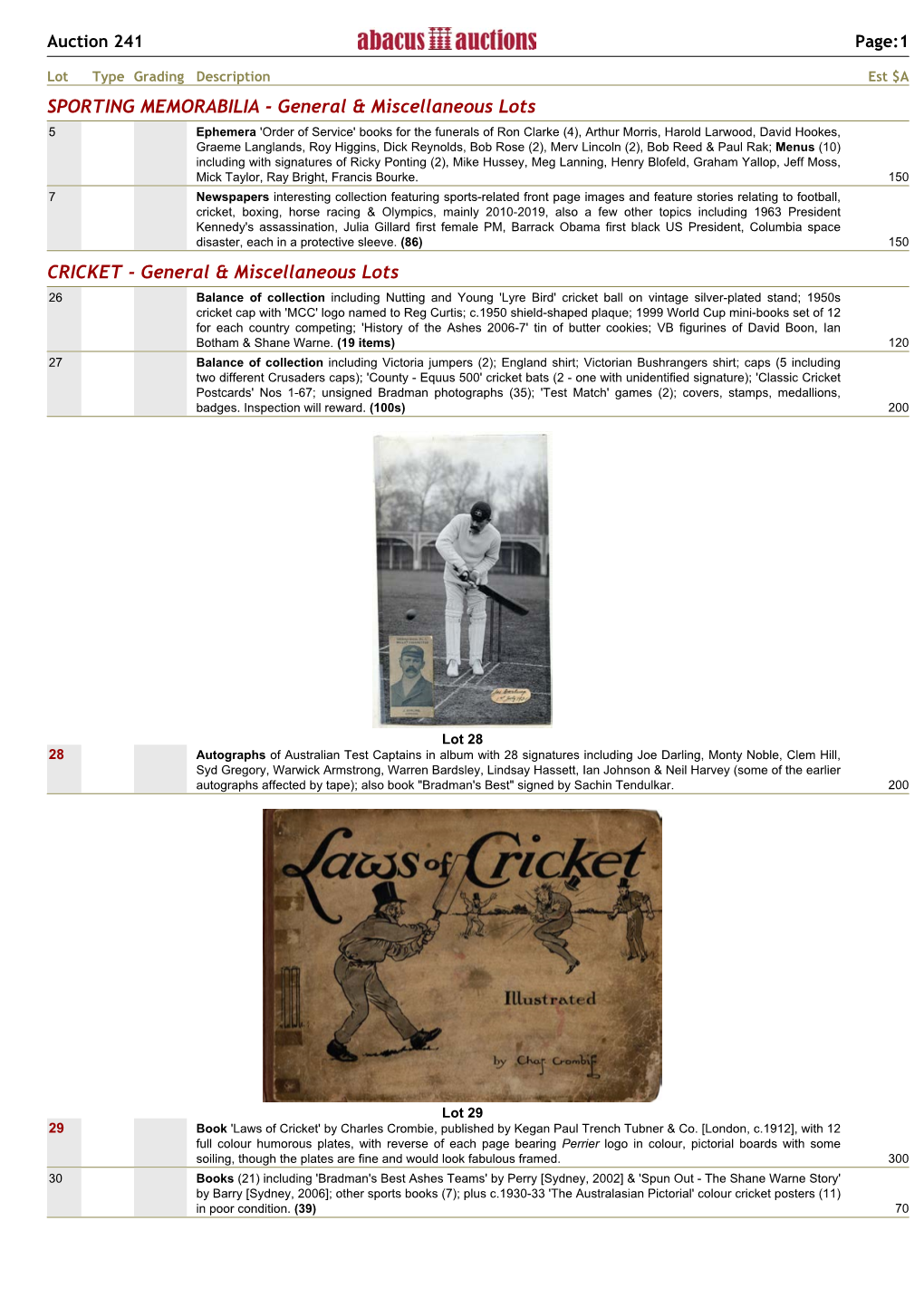 Xref Ephemera Catalogue for Auction