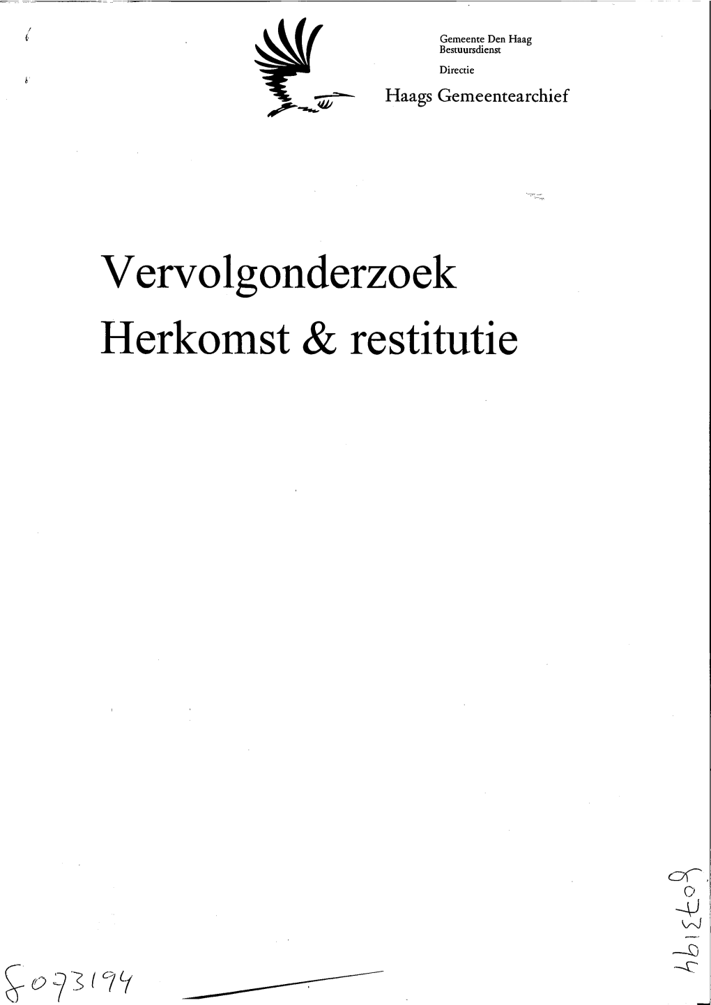 Vervolgonderzoek Herkomst Restitutie