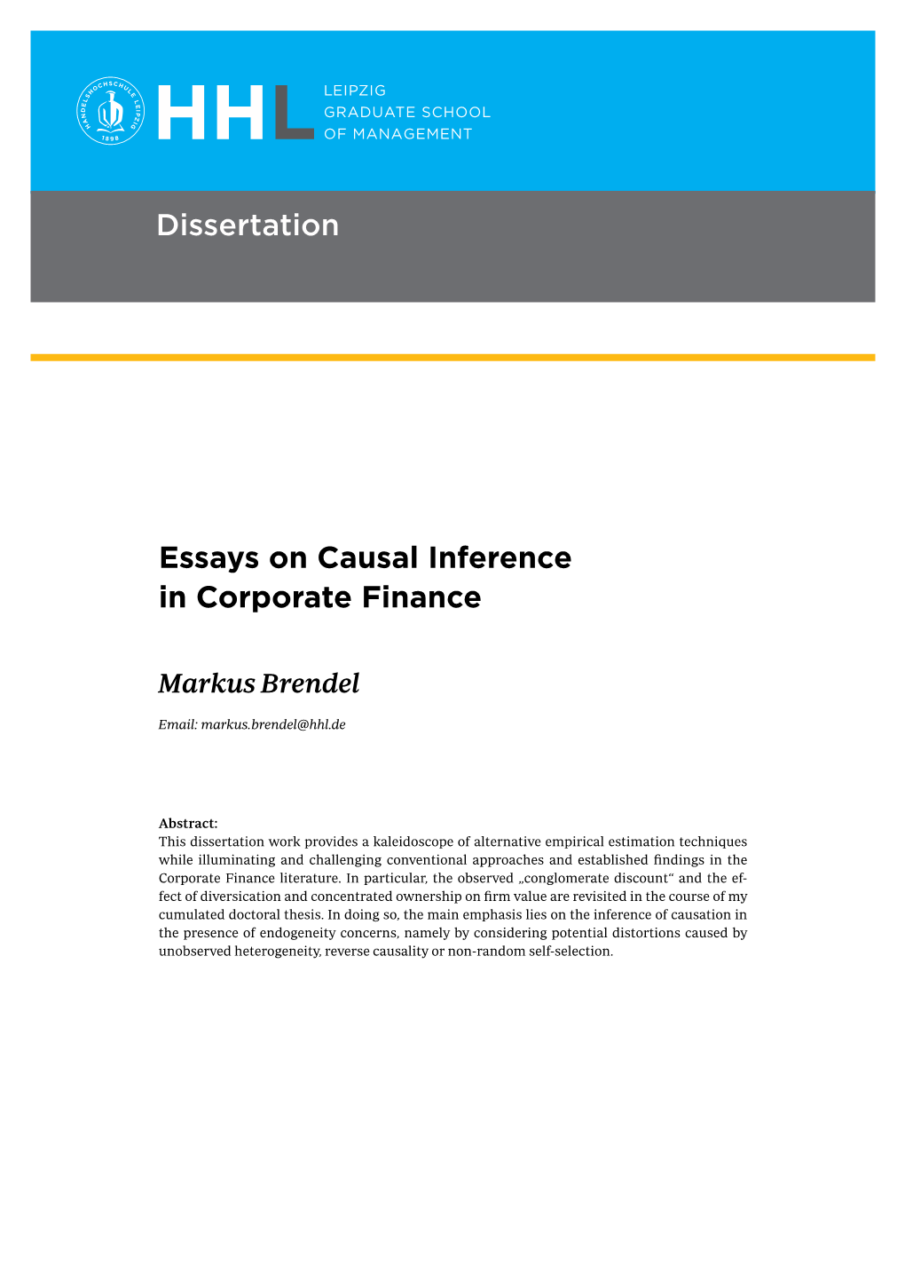 Essays on Causal Inference in Corporate Finance Dissertation