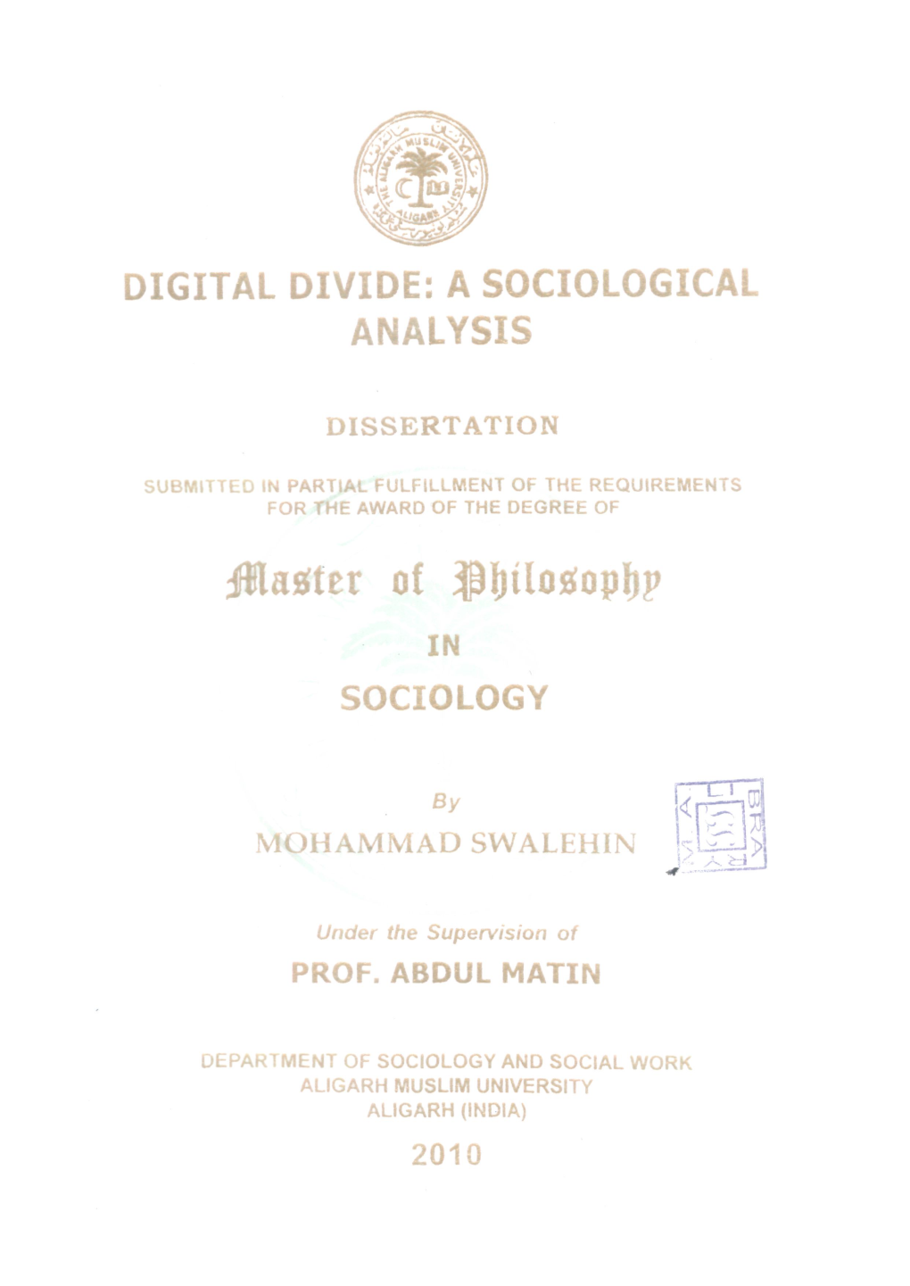 Digital Divide: a Sociological Analysis