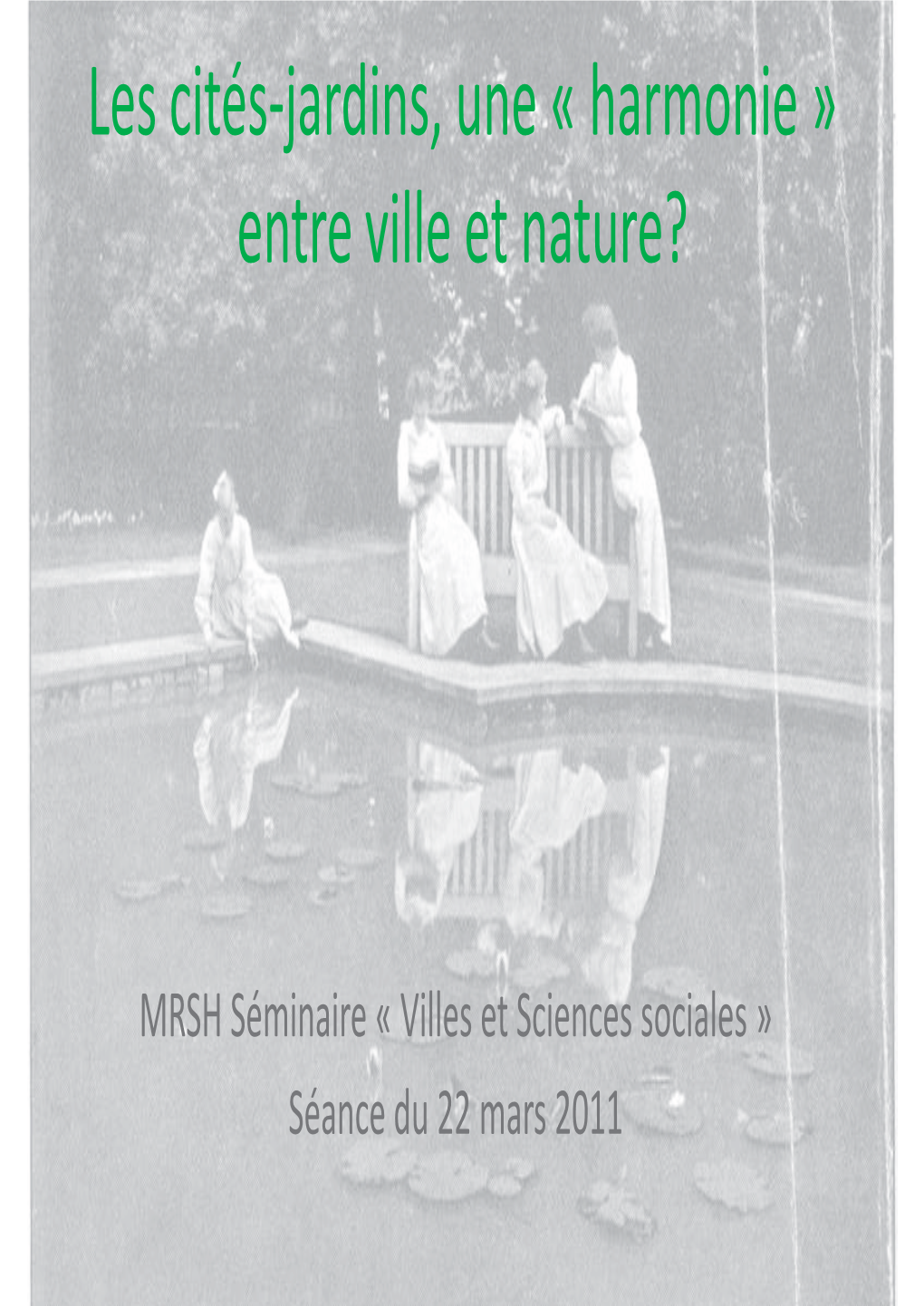 Les Cités-Jardins, Une « Harmonie » Entre Ville Et Nature?