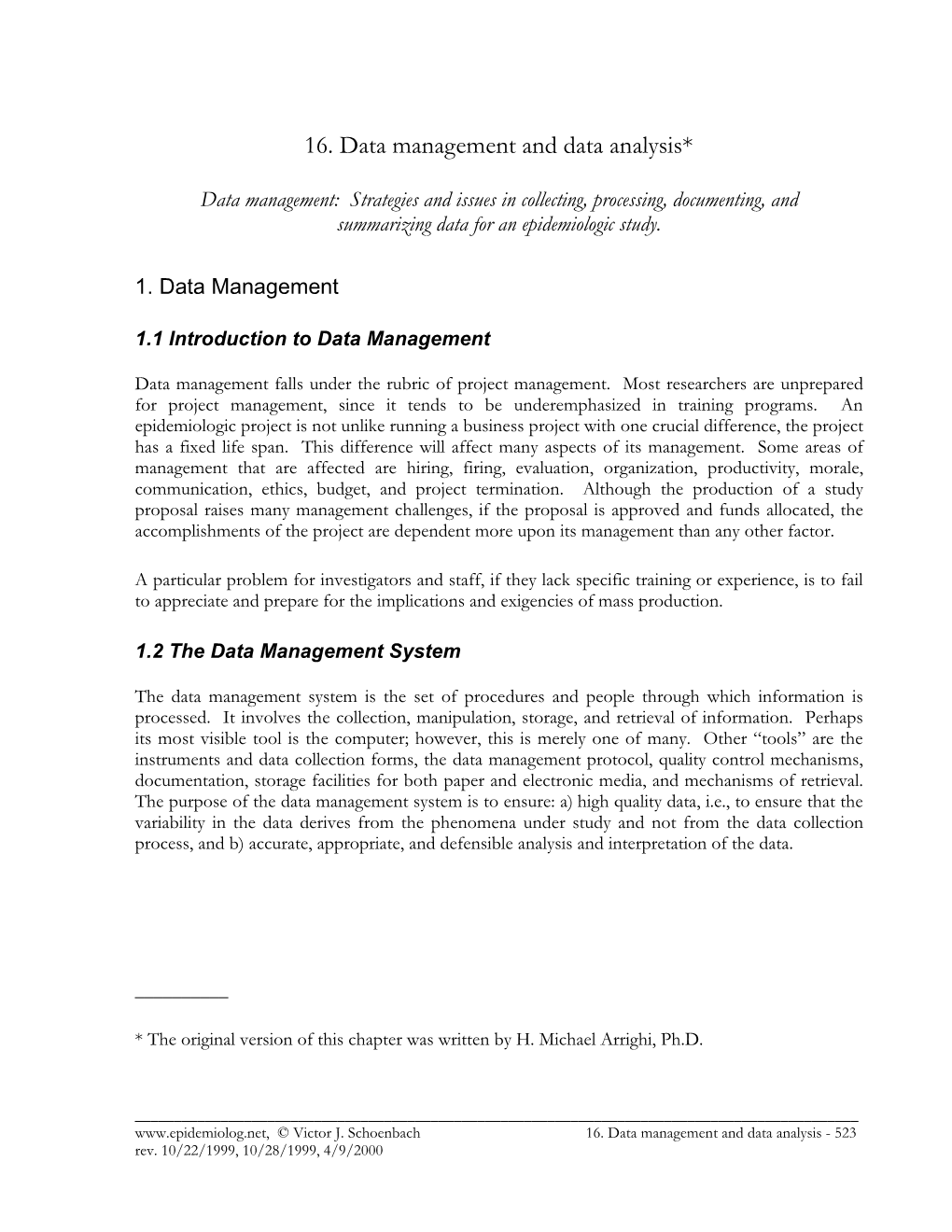 Data Management and Data Analysis*