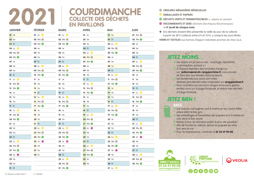 CALENDRIER-2021-COURDIMANCHE-03.Indd 1 12/11/2020 20:35 COURDIMANCHE COLLECTE DES DÉCHETS 2018 2019 EN PAVILLONS