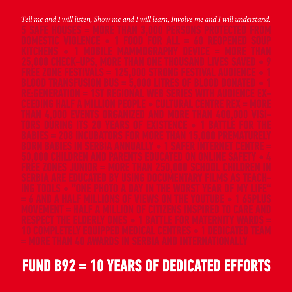 Fund B92 = 10 Years of Dedicated Efforts