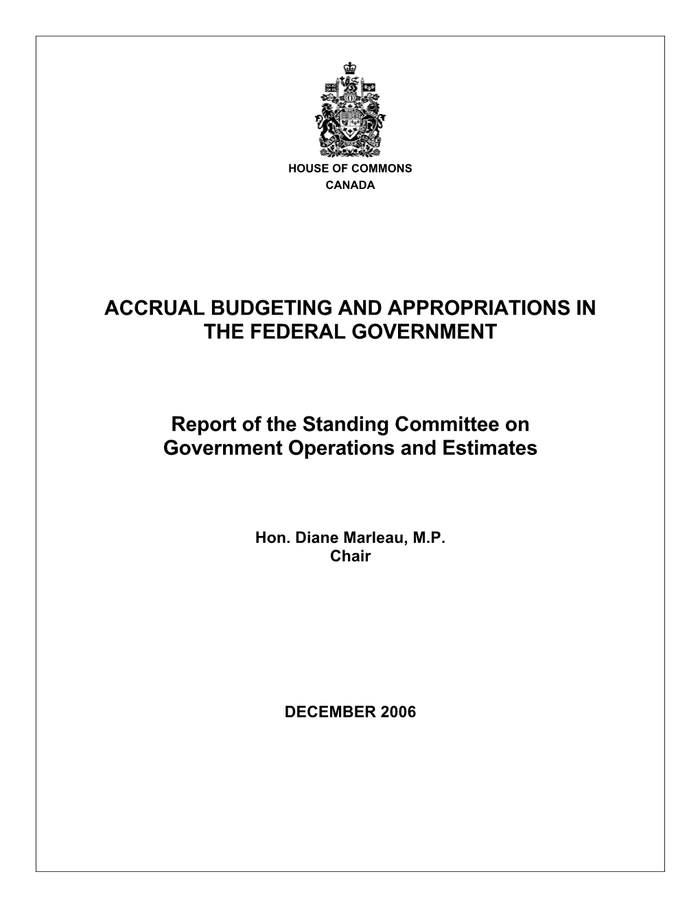 Accrual Budgeting and Appropriations in the Federal Government
