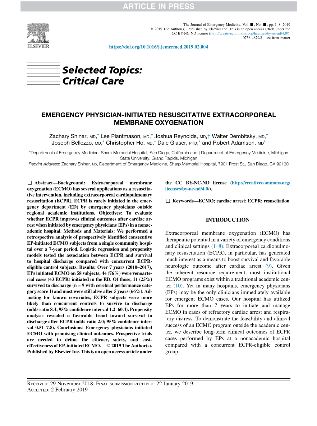 Emergency Physician-Initiated Resuscitative Extracorporeal Membrane Oxygenation