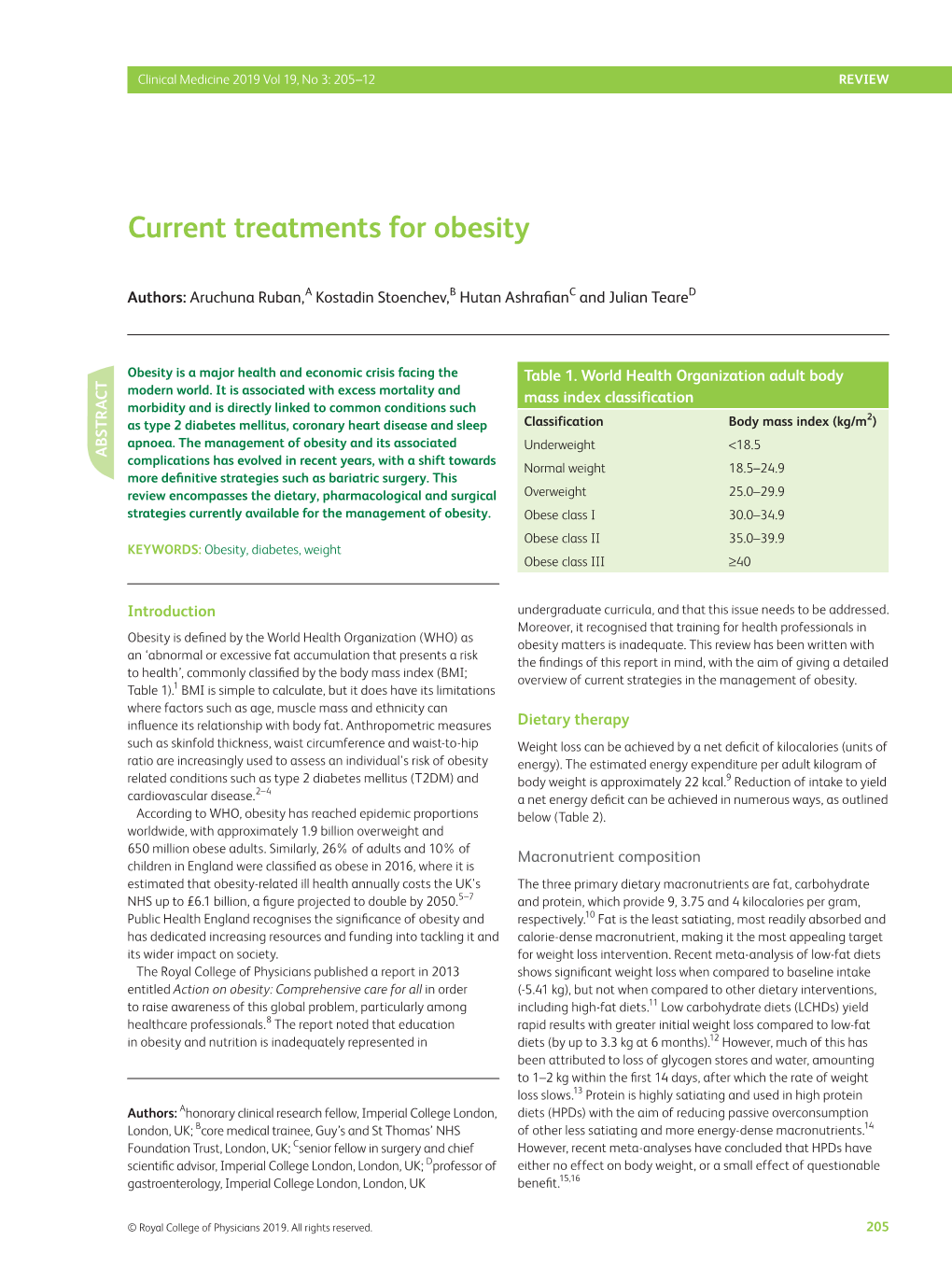 Current Treatments for Obesity