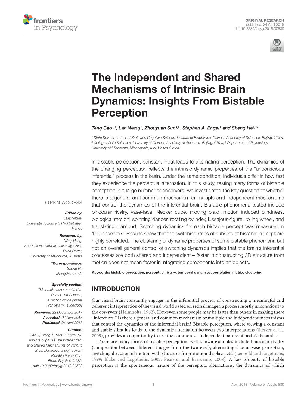 Insights from Bistable Perception