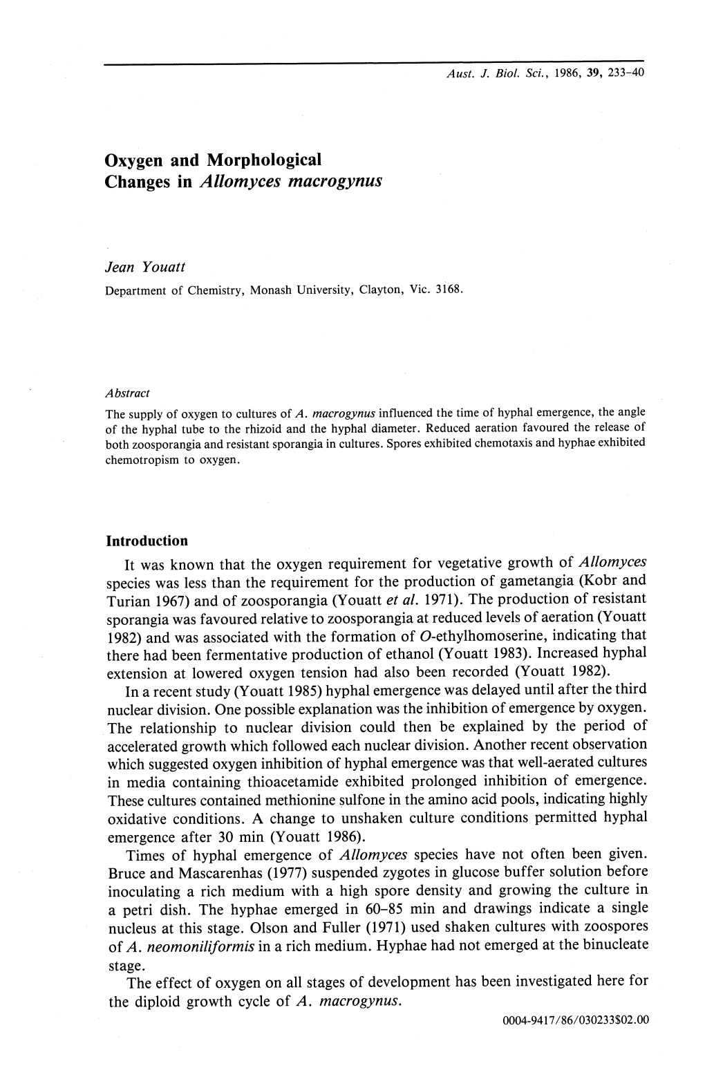 Changes in Allomyces Macrogynus