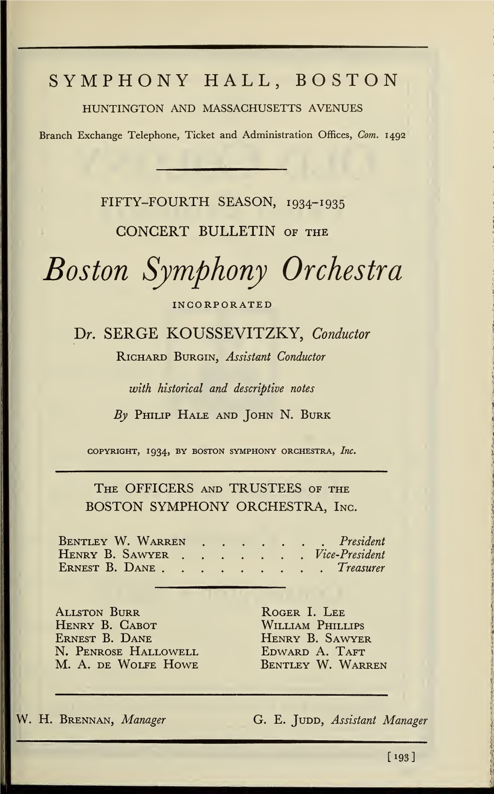 Boston Symphony Orchestra Concert Programs, Season 54,1934-1935