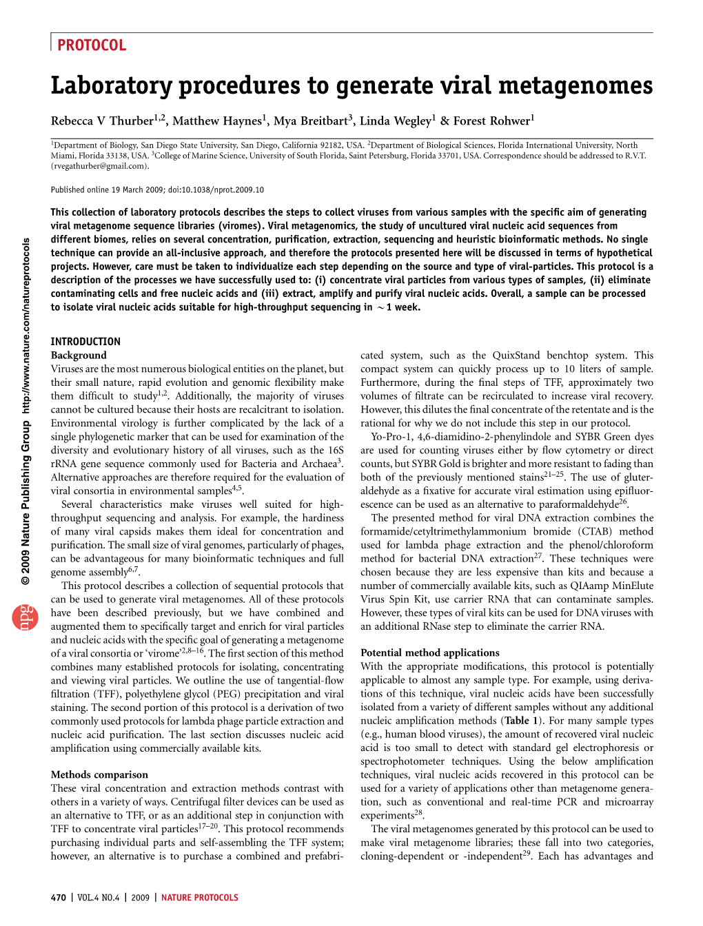 Laboratory Procedures to Generate Viral Metagenomes