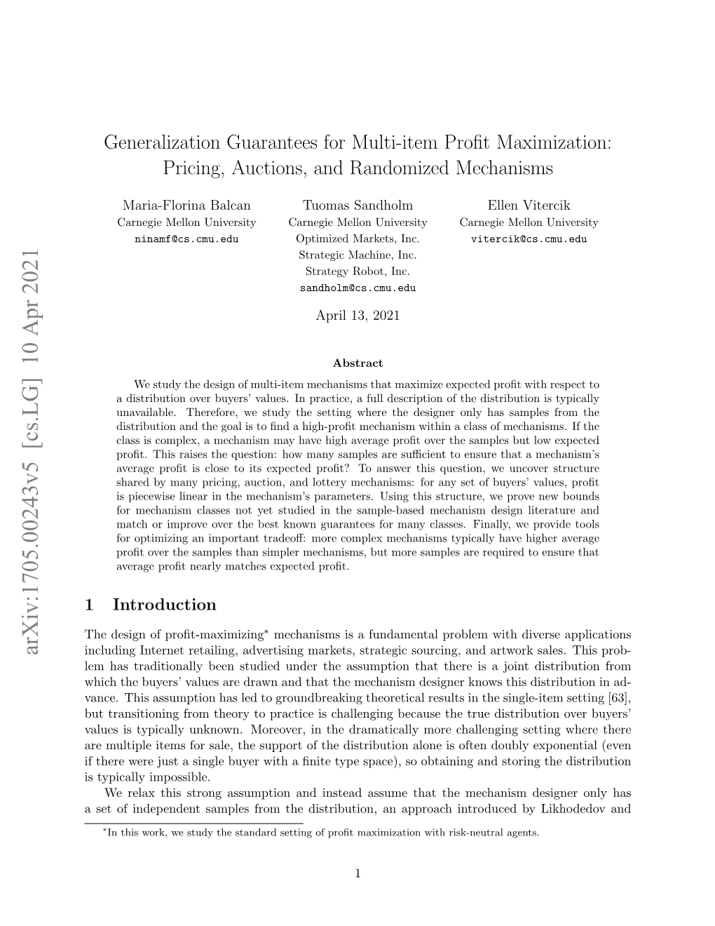 Generalization Guarantees for Multi-Item Profit Maximization