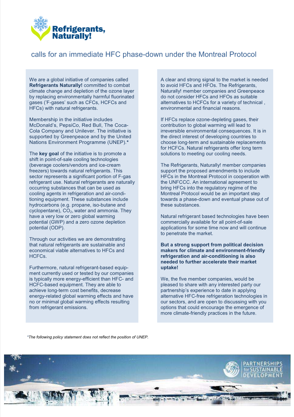 Calls for an Immediate HFC Phase-Down Under the Montreal Protocol