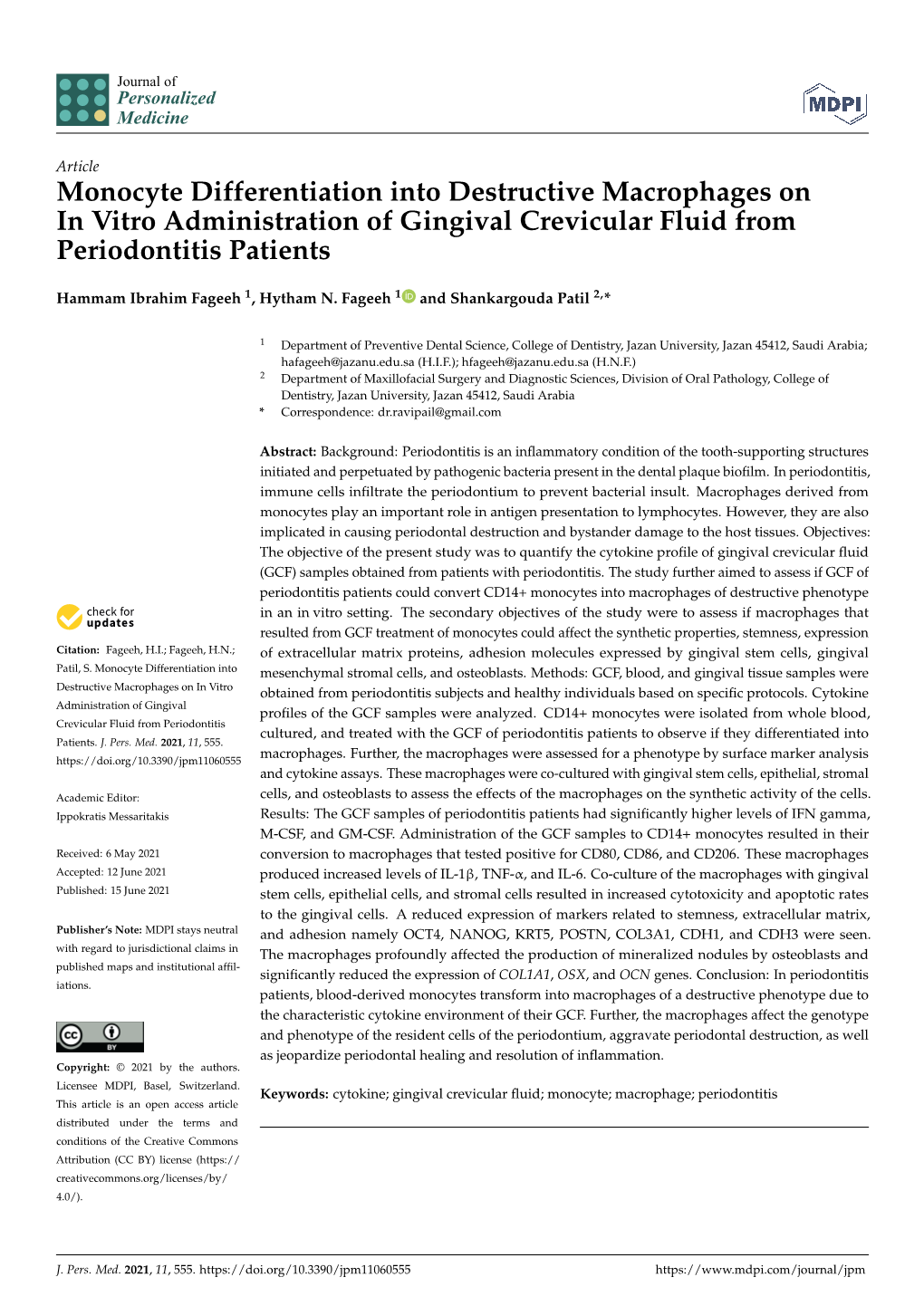 Monocyte Differentiation Into Destructive Macrophages on in Vitro Administration of Gingival Crevicular Fluid from Periodontitis Patients