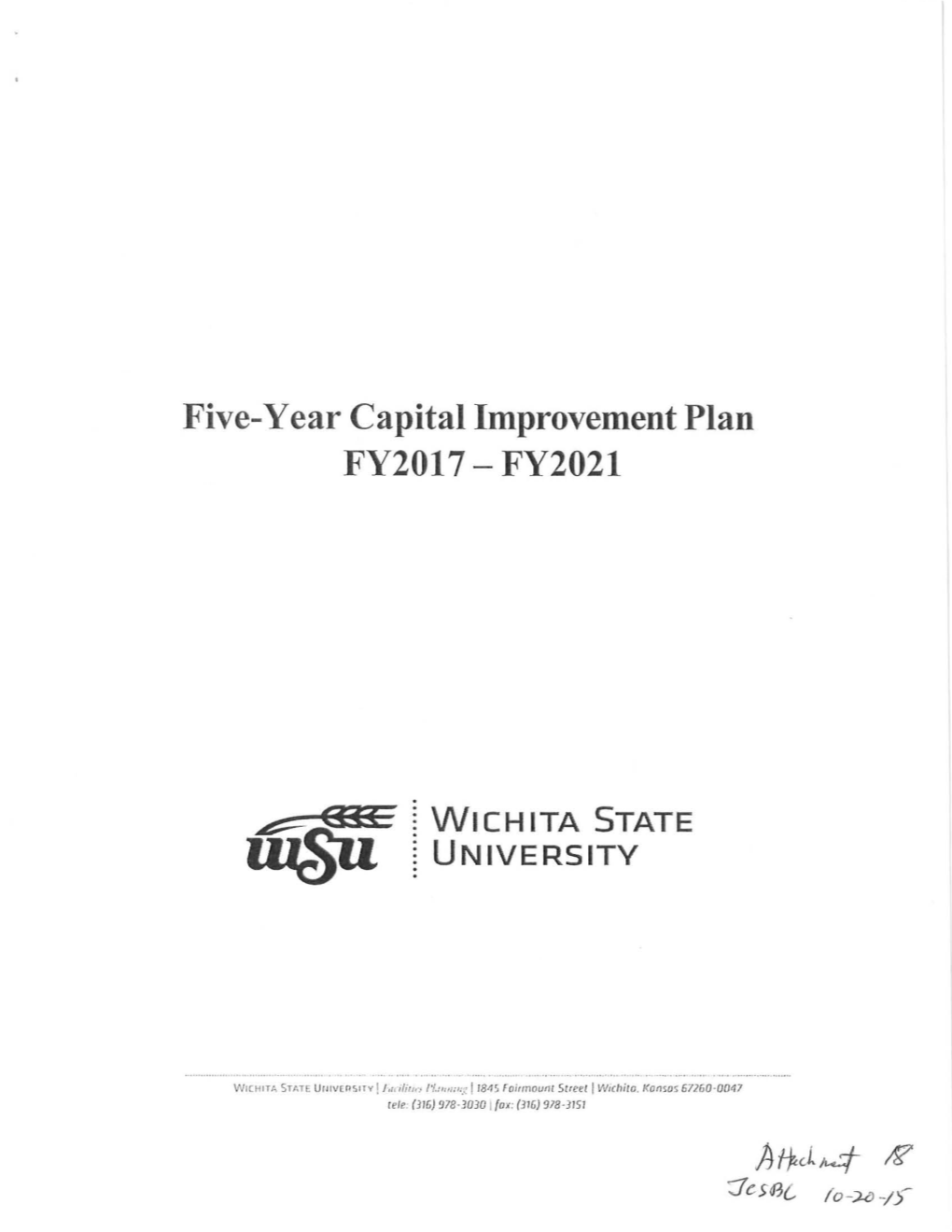 Five-Year Capital Improvement Plan FY2017- FY2021