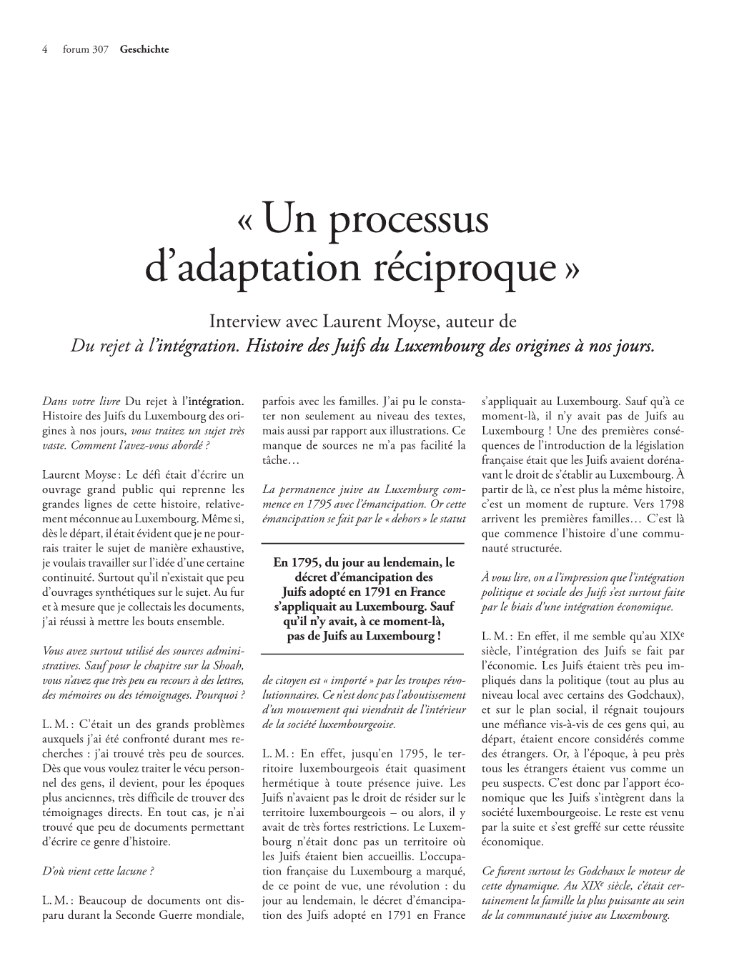 « Un Processus D'adaptation Réciproque »