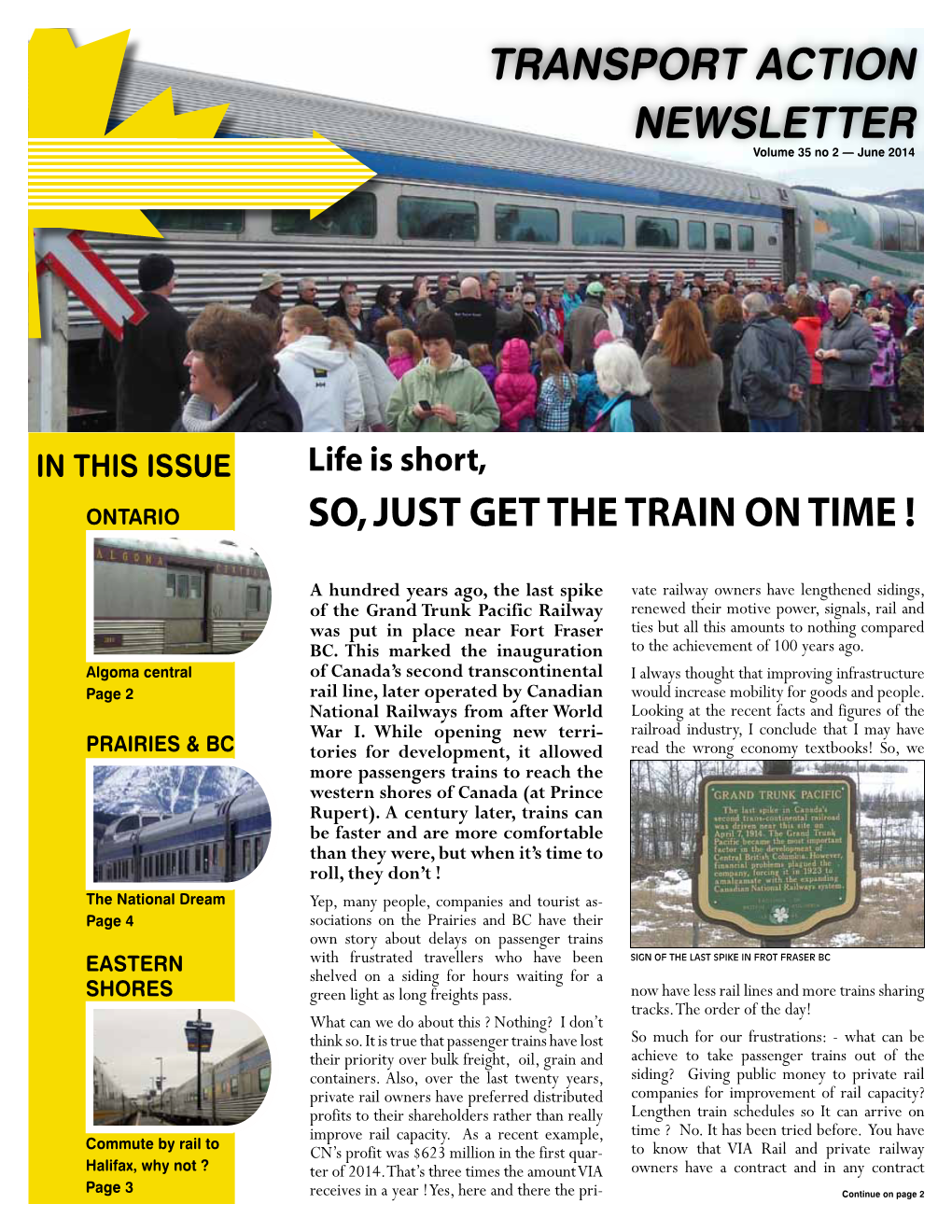Transport Action Newsletter – Vol. 35, No. 2 (June 2014)