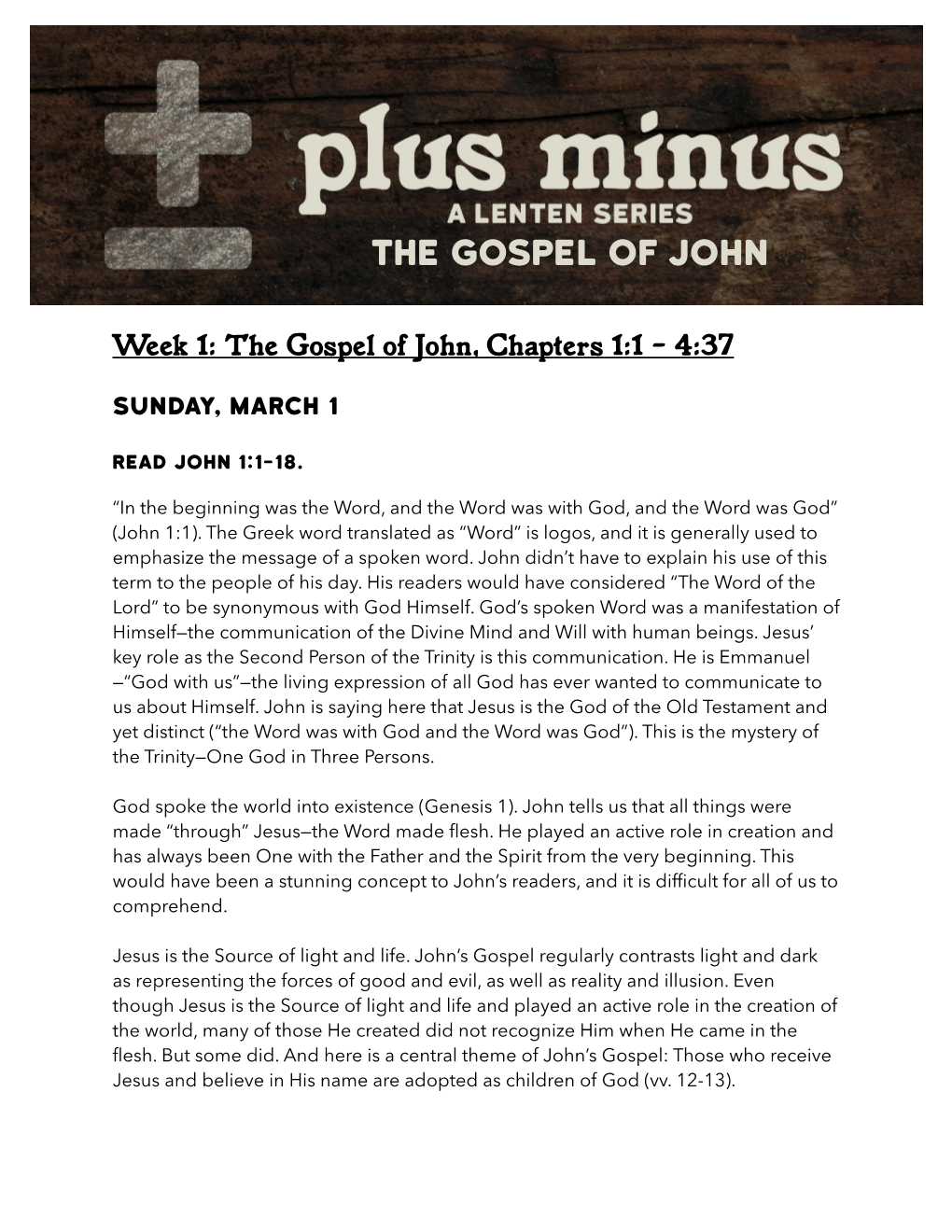 Gospel of John Devotional