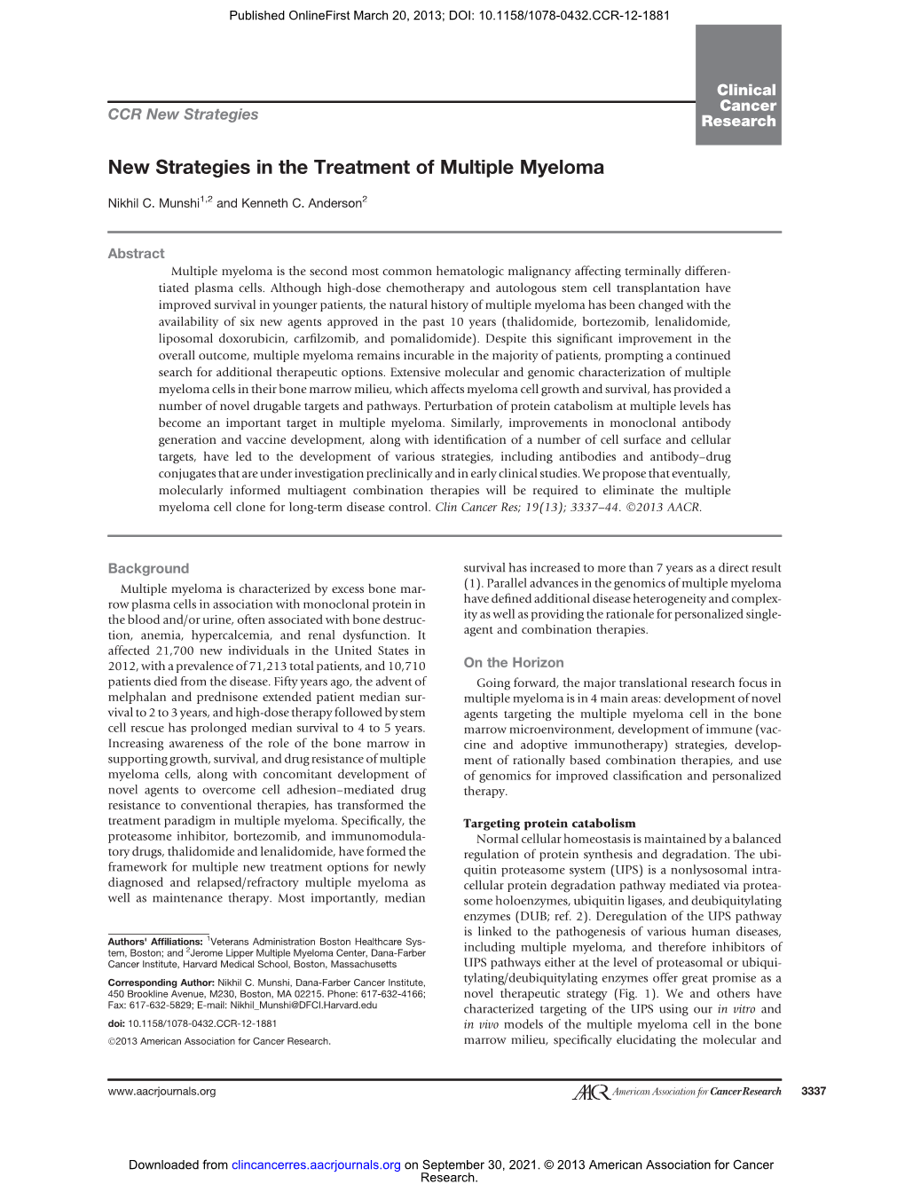 New Strategies in the Treatment of Multiple Myeloma