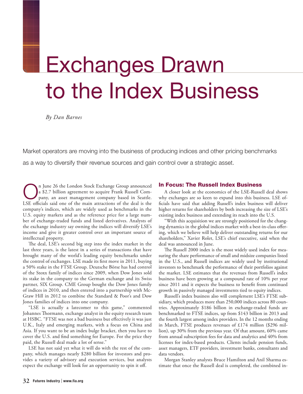 Exchanges Drawn to the Index Business