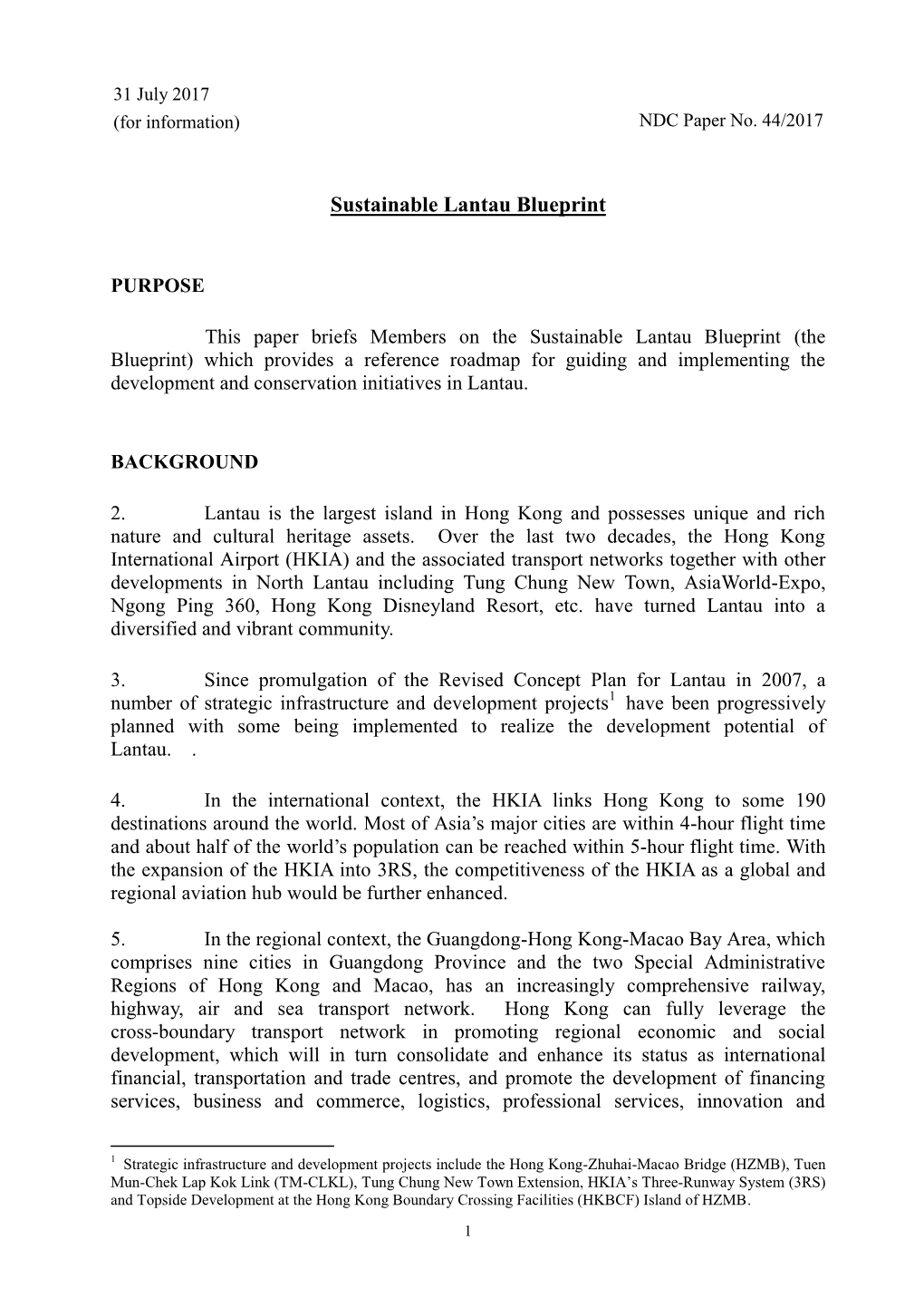 Sustainable Lantau Blueprint