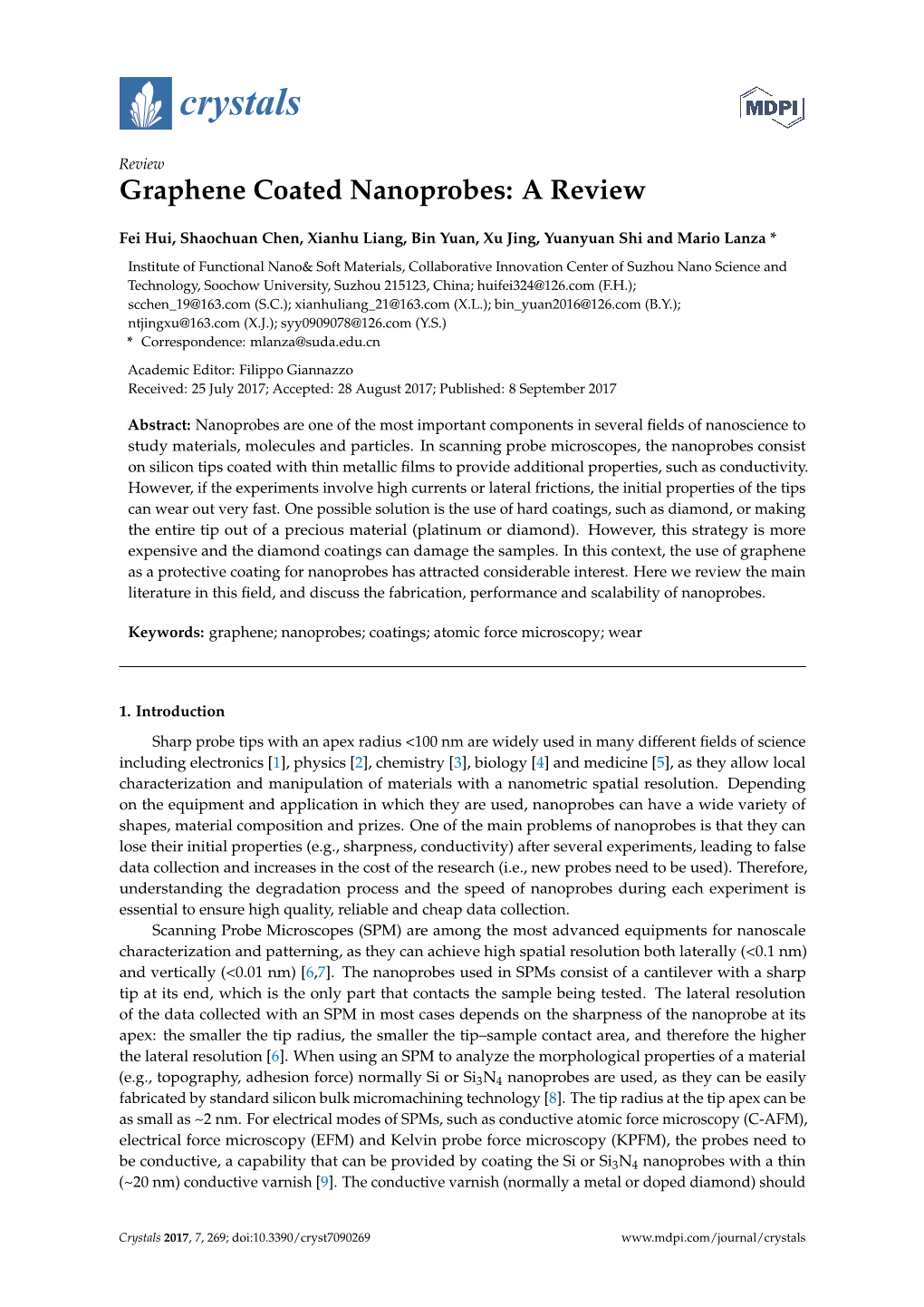 Graphene Coated Nanoprobes: a Review