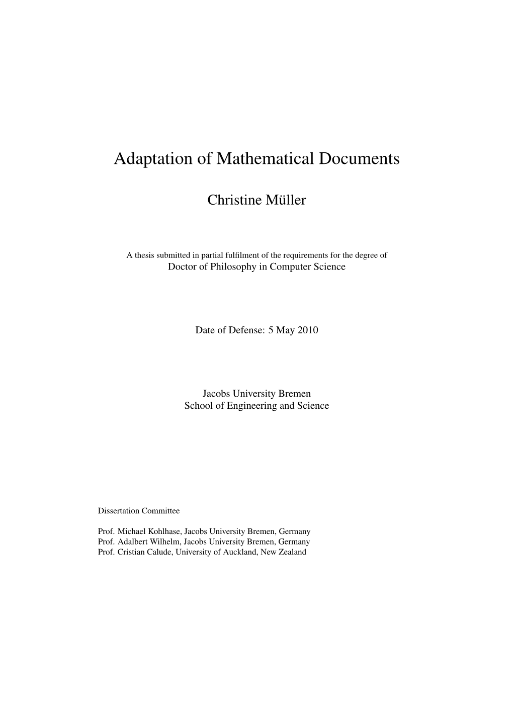 Adaptation of Mathematical Documents