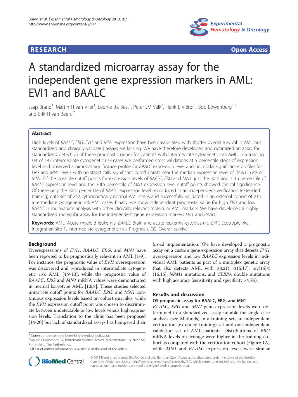 A Standardized Microarray Assay for the Independent Gene Expression