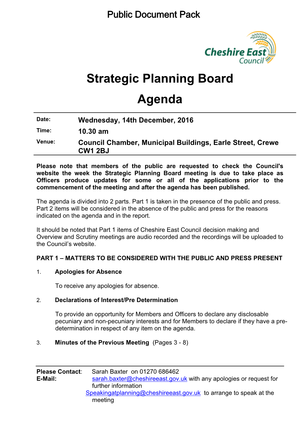 (Public Pack)Agenda Document for Strategic Planning Board, 14/12