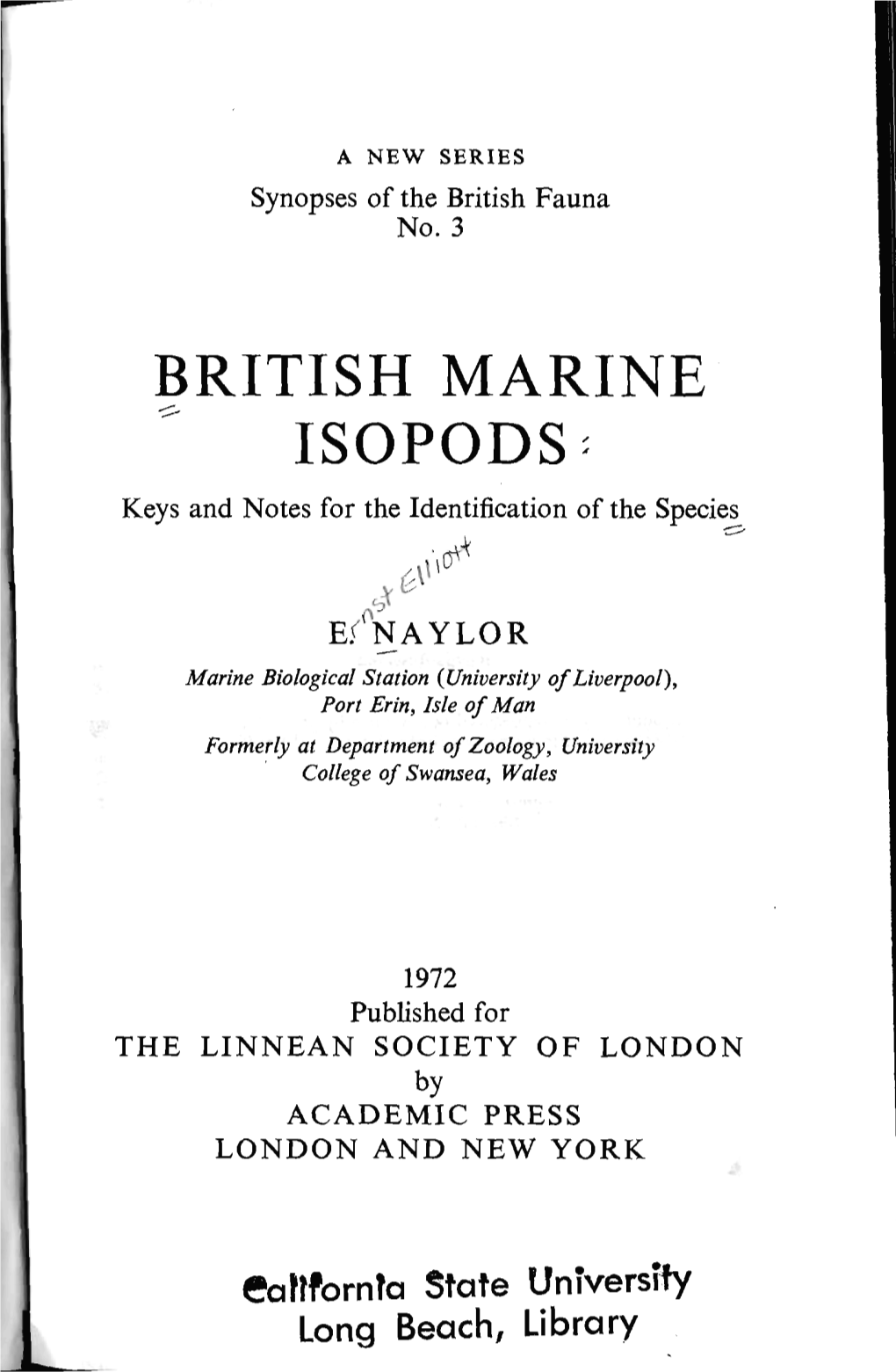 British Marine Isopods^