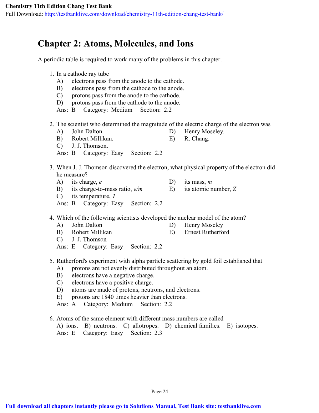 Chemistry 11Th Edition Chang Test Bank Full Download