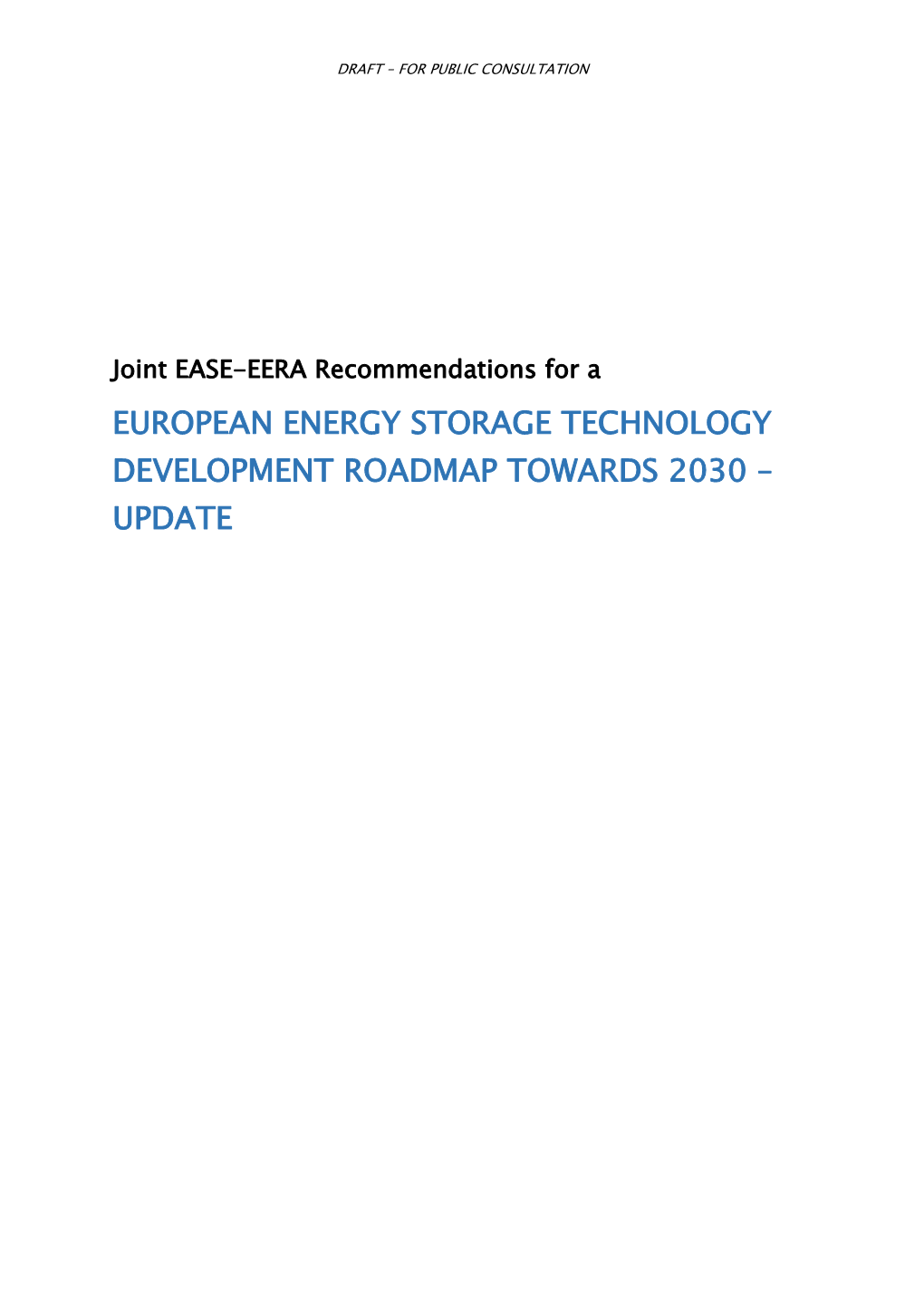 European Energy Storage Technology Development Roadmap Towards 2030 – Update