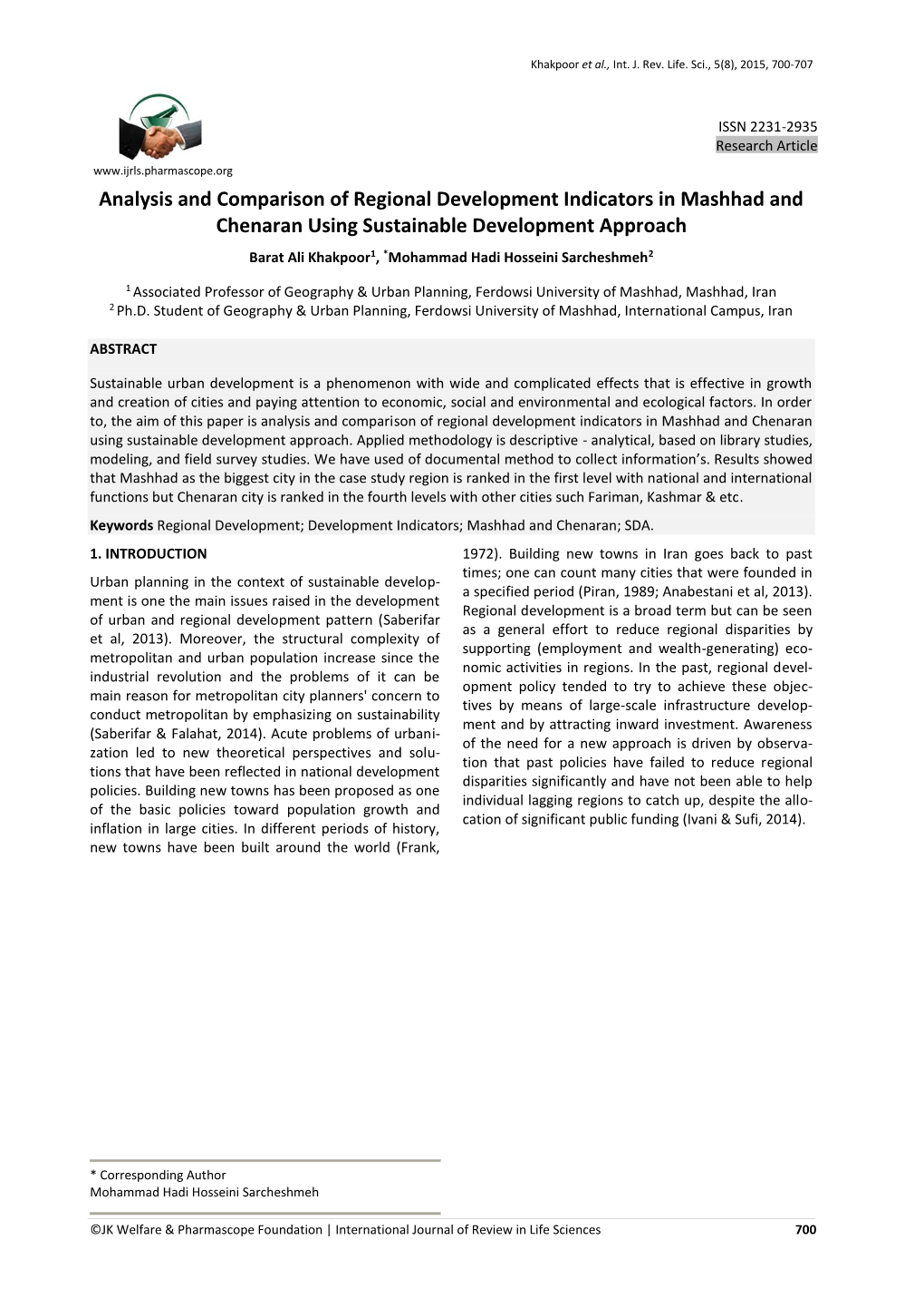 Analysis and Comparison of Regional Development Indicators In