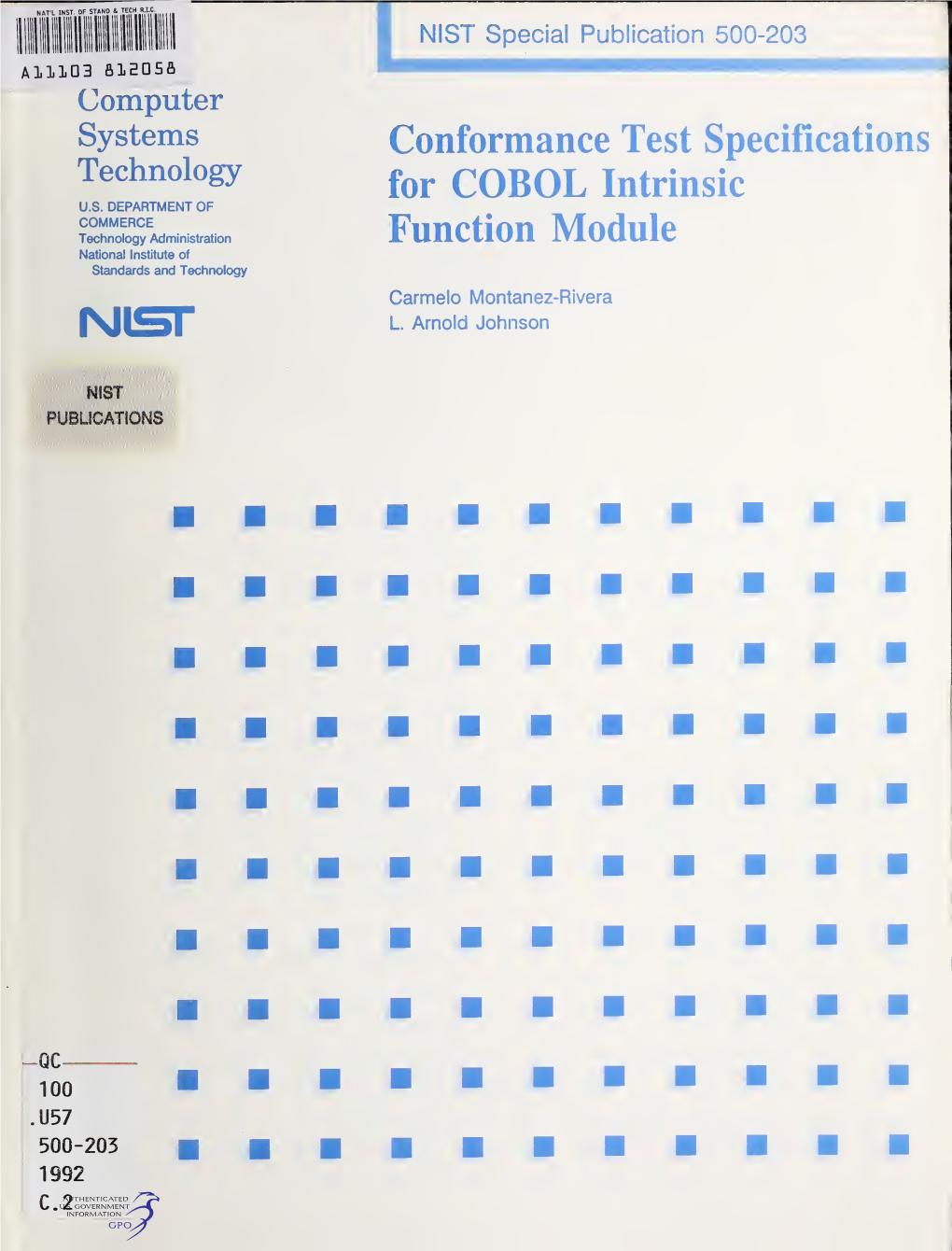 Conformance Test Specifications for COBOL Intrinsic Function Module