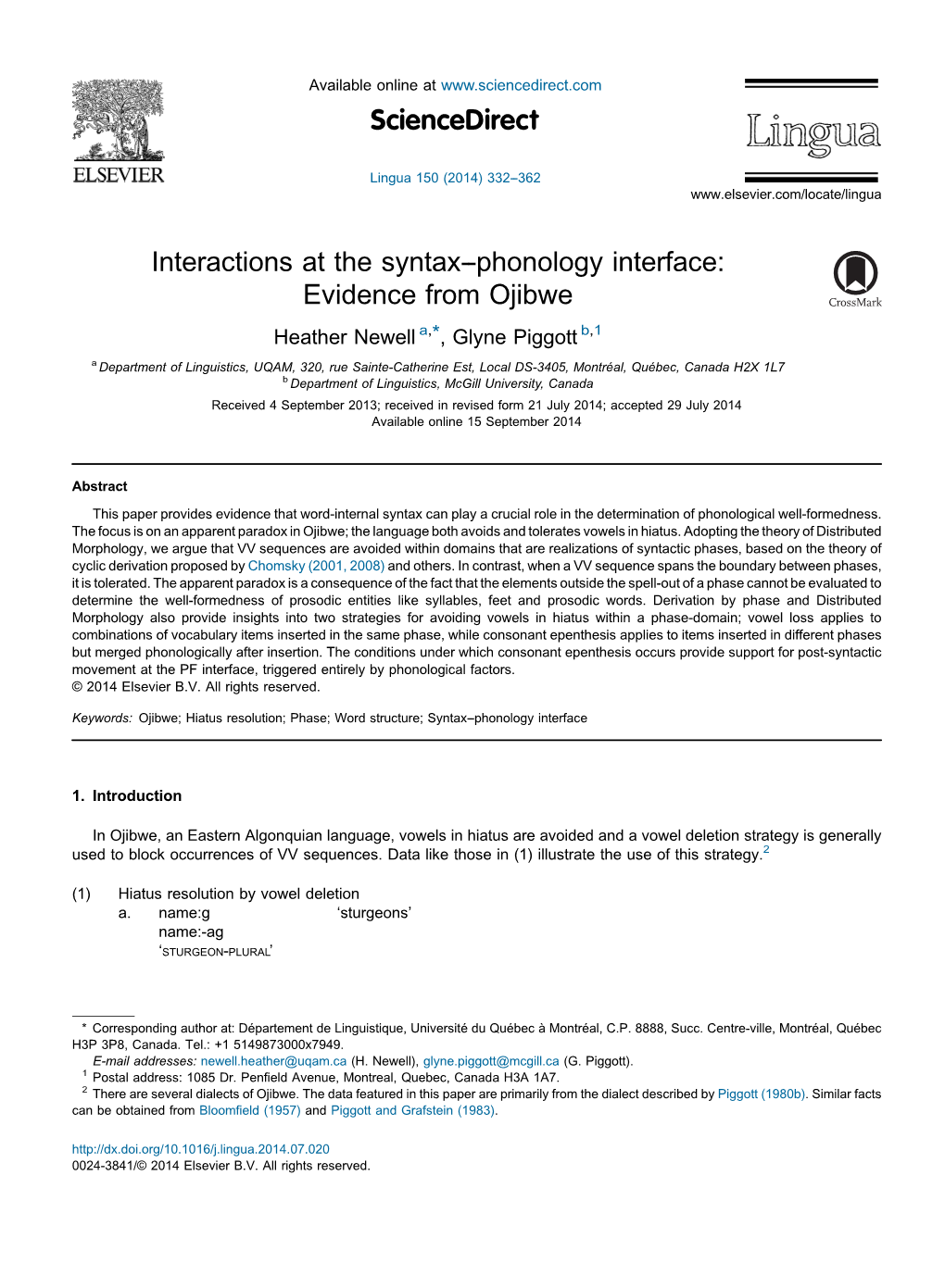 Evidence from Ojibwe