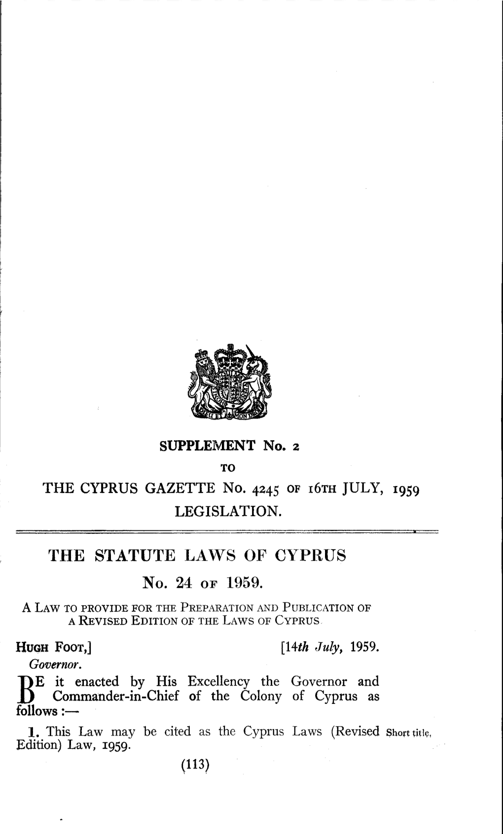 The Statute Laws of Cyprus