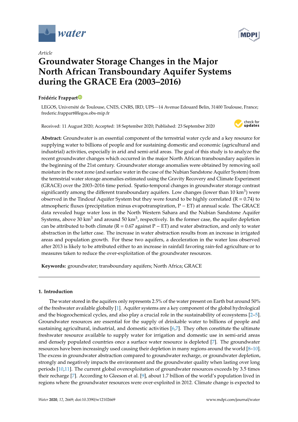 Groundwater Storage Changes in the Major North African Transboundary Aquifer Systems During the GRACE Era (2003–2016)