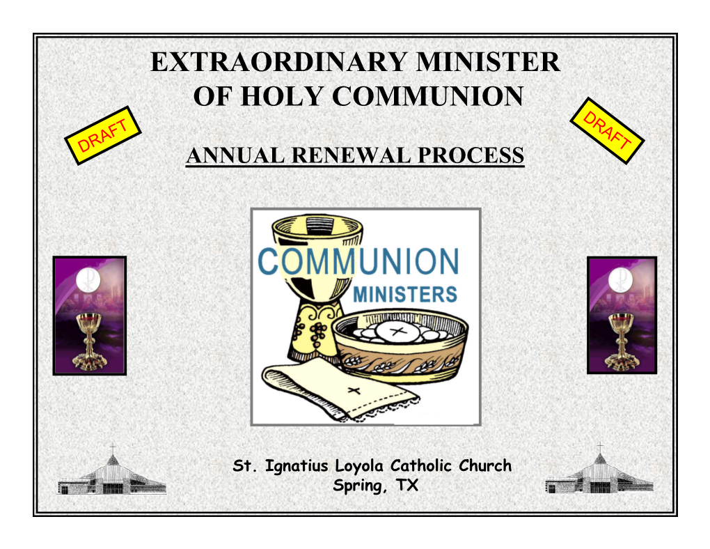 Extraordinary Minister of Holy Communion Draft Draft Annual Renewal Process