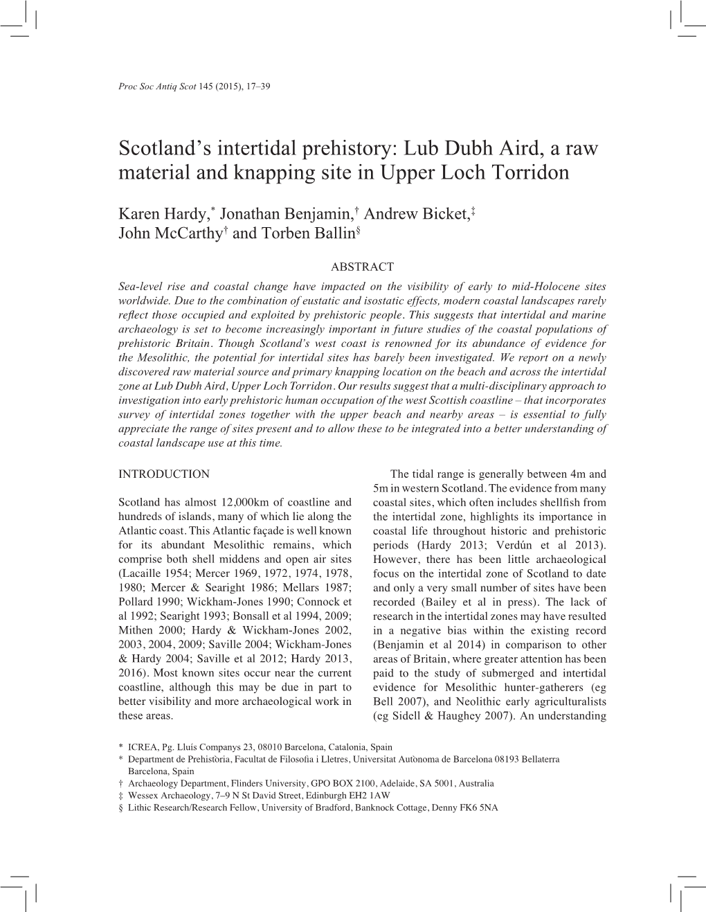 Scotland's Intertidal Prehistory: Lub Dubh Aird, a Raw Material And