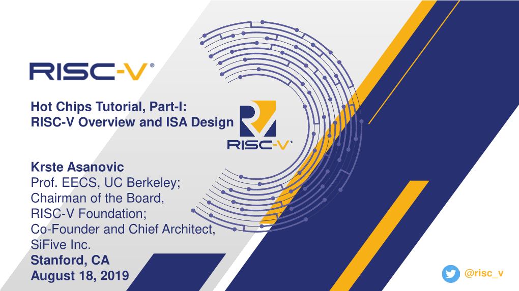 RISC-V Overview and ISA Design